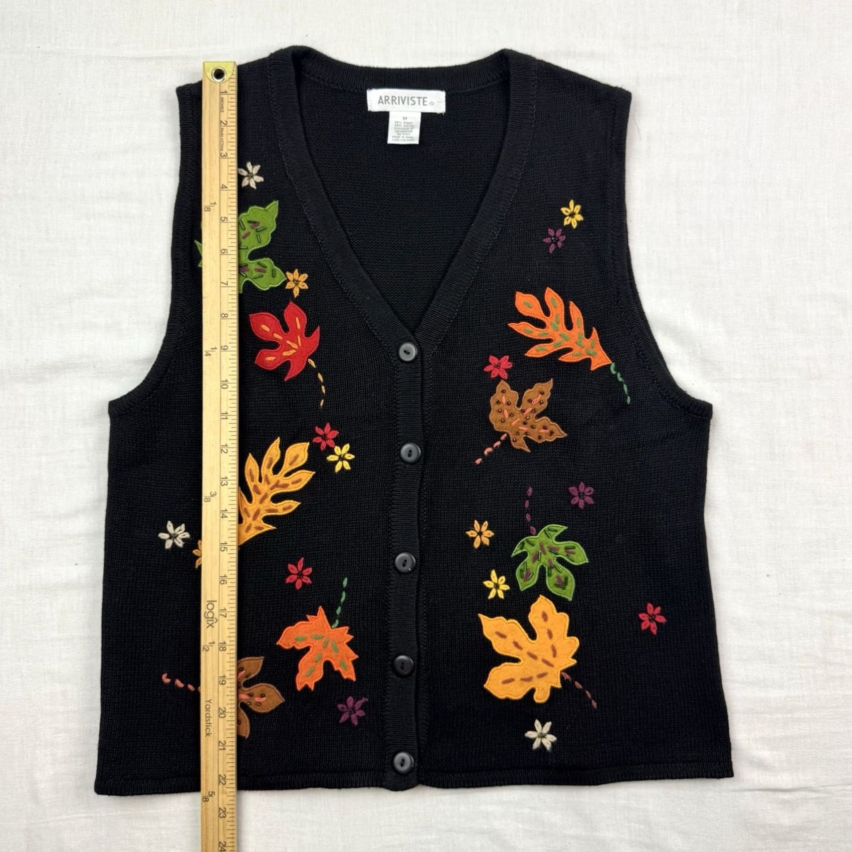 Vintage VINTAGE Arriviste Black Y2K Fall Sweater Vest Womens M Button V-Neck Size M / US 6-8 / IT 42-44 - 4 Thumbnail
