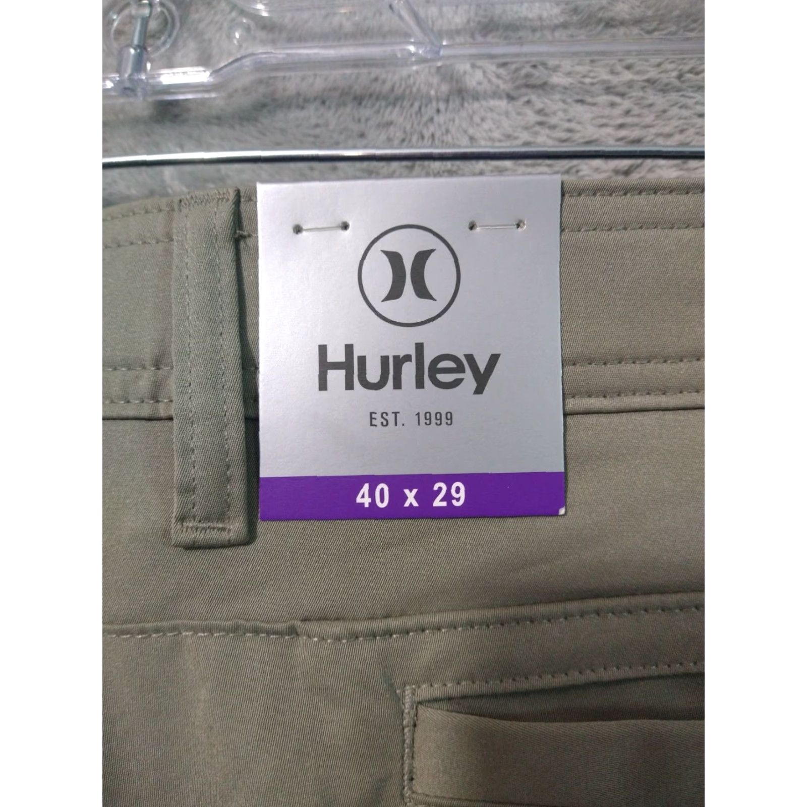 Hurley Hurley Pants Mens 40x29 Green Jet Set Tech Straight Leg Stretch Rise Mid Regular Inseam 29 Solid Folded Front Zip Button Casual Pants Size US 40 / EU 56 - 7 Thumbnail
