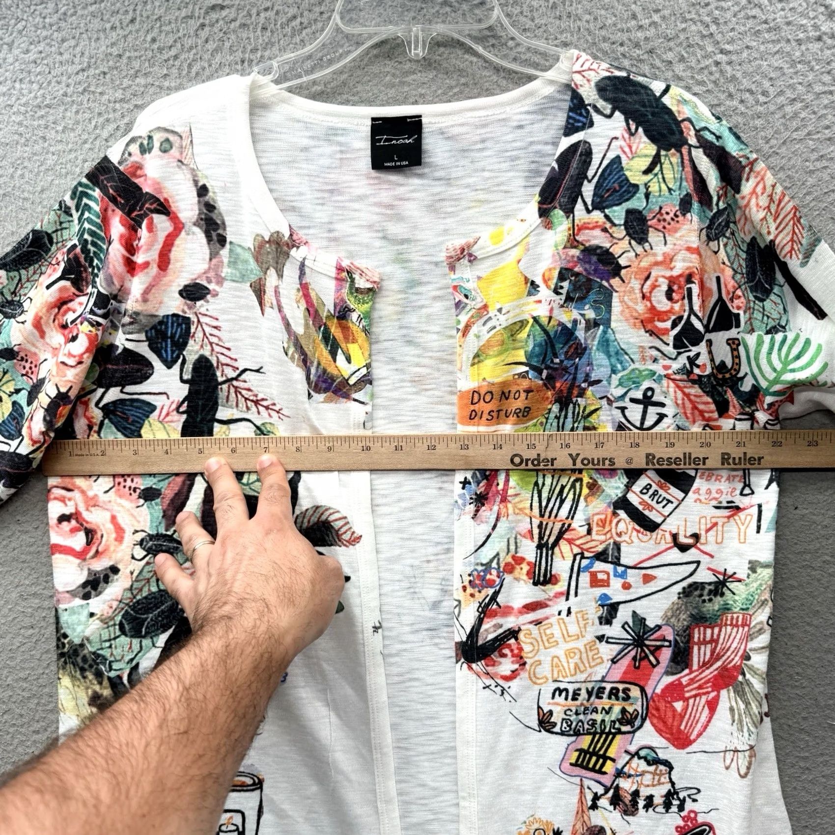 Inoah Cardigan Top Women L Multicolor Graphic Print Art To Wear Open Front Long Sleeve, Women's — image 3 of 6