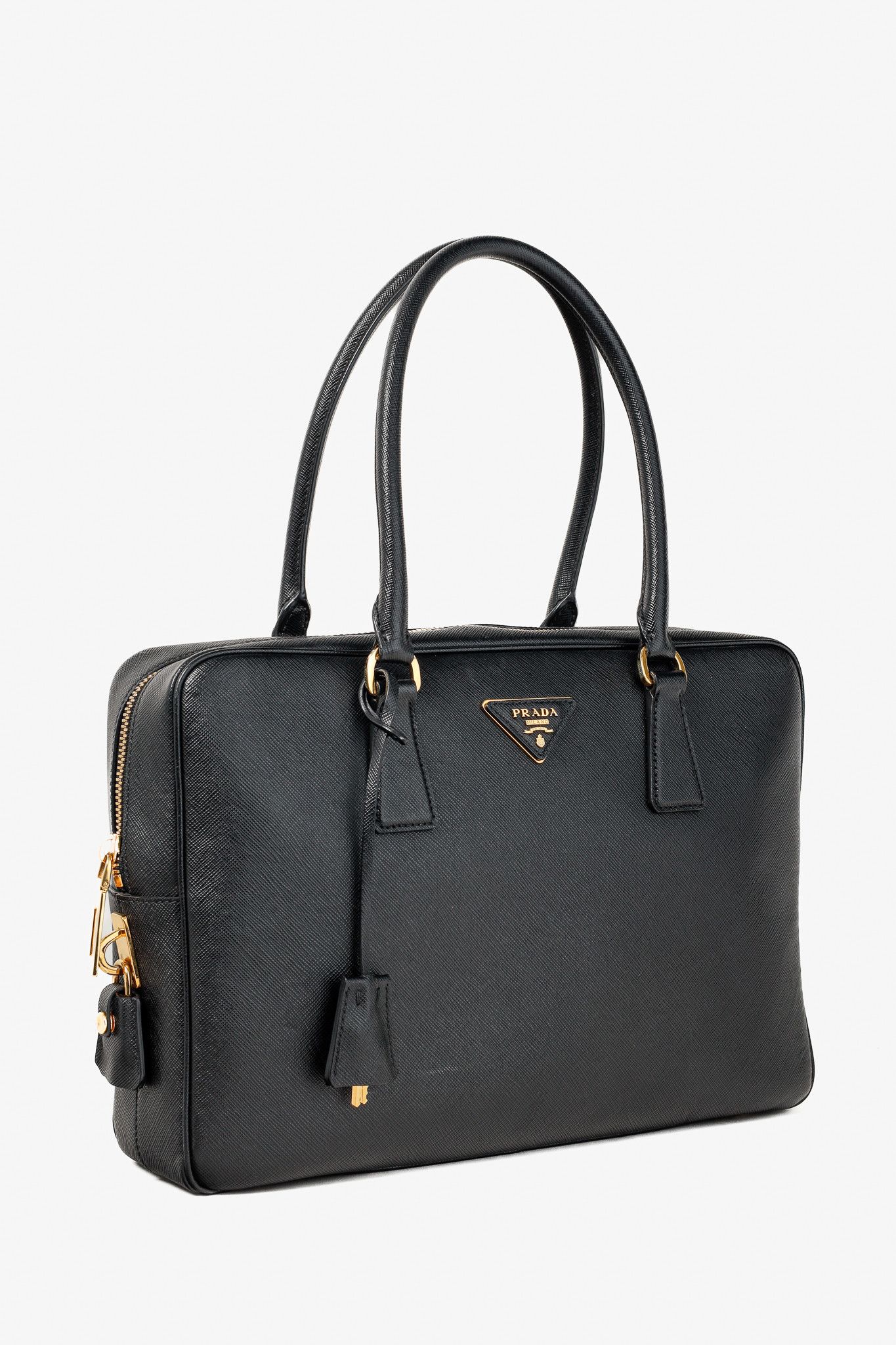 Prada Prada Black Saffiano-Leather Top-Handle Briefcase Size ONE SIZE - 2 Thumbnail