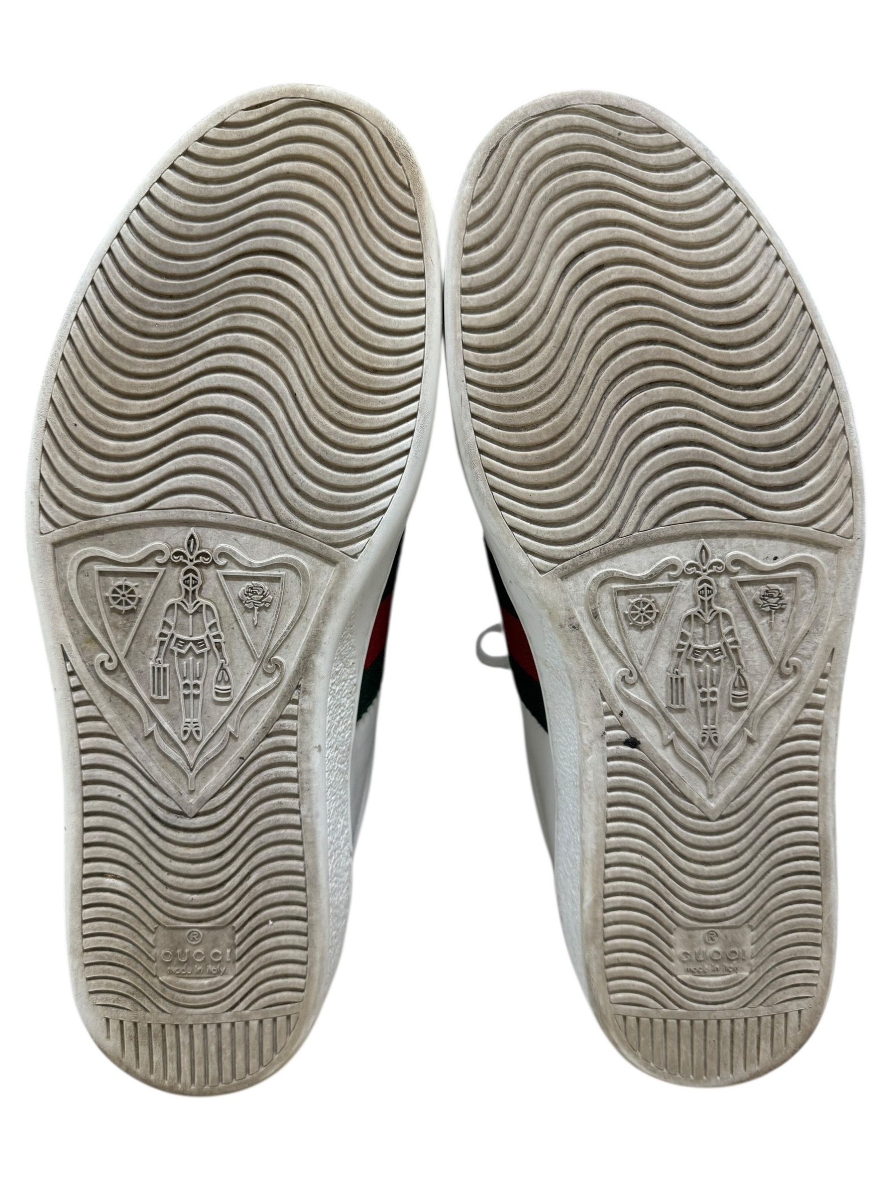 Gucci Gucci White Bee Green & Red Striped Ace Sneakers Size US 12 / EU 45 - 6 Thumbnail
