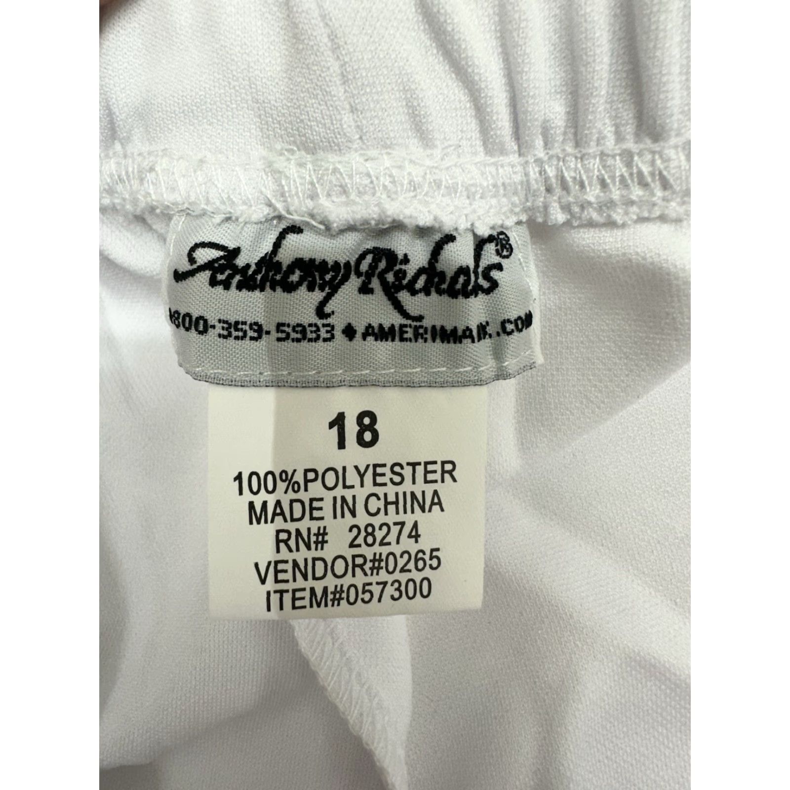 Vintage Anthony Richards Women's Pants Size 18 White Elastic Waist Knit OPP Pant Adult Plus Regular Straight 28 Inseam City Size 40" / US 18 - 3 Thumbnail