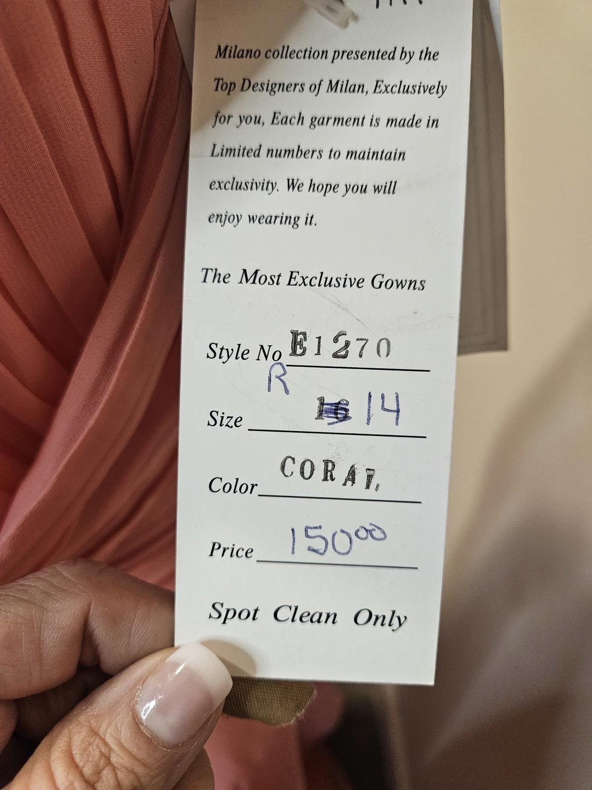 Designer Nwt Elegant Strapless Coral Evening Gown with wrap Size XL / US 12-14 / IT 48-50 - 5 Thumbnail