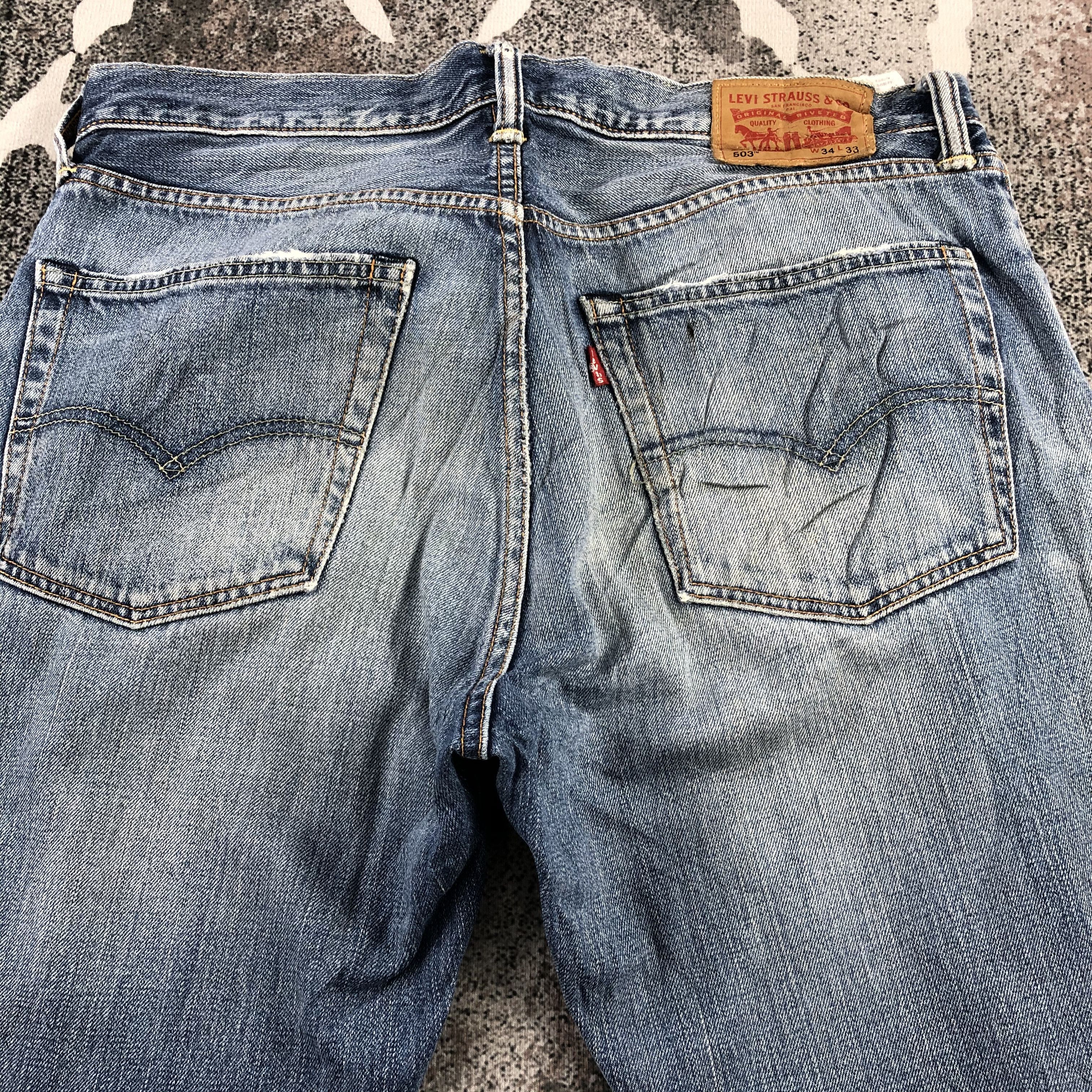 Levi's Vintage Levis 503 Jeans Distress Faded Blue Denim KJ957 Size US 34 / EU 50 - 4 Thumbnail