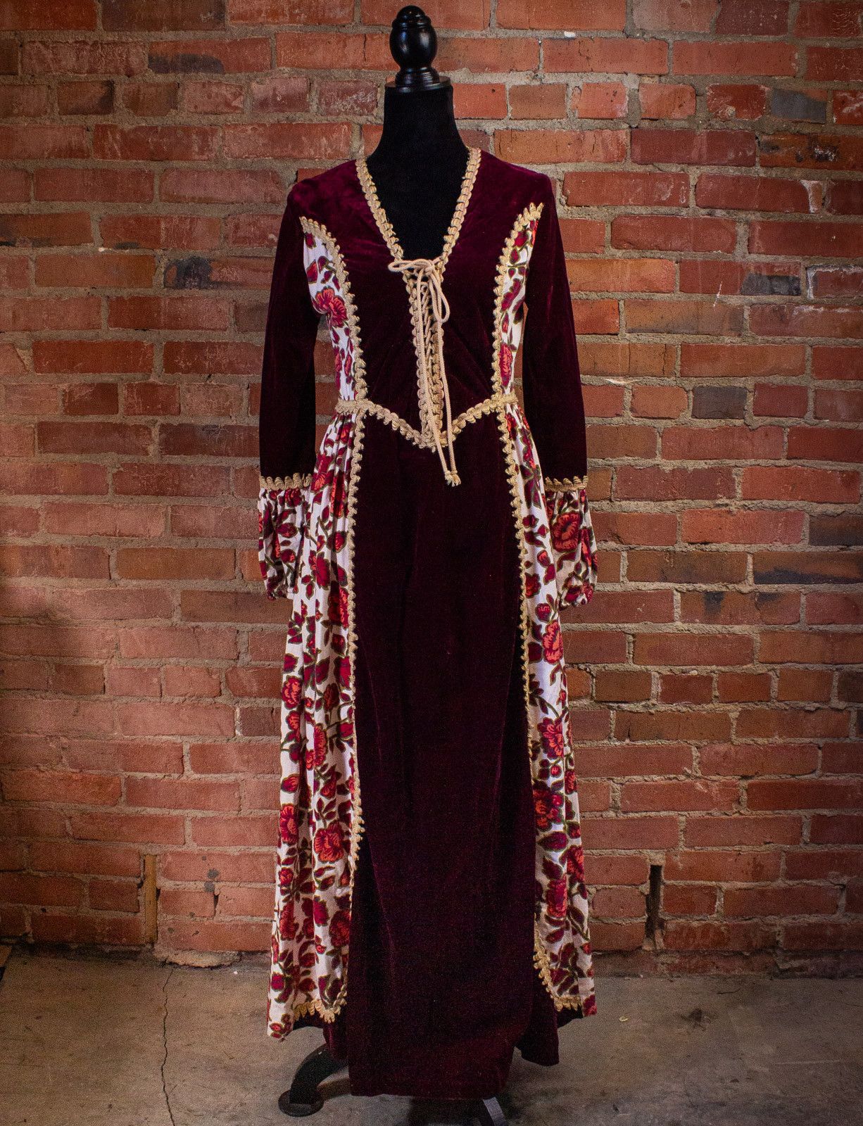 image of Vintage Gunne Sax Black Label Maxi Dress 1969 Size 13 in Red, Women's