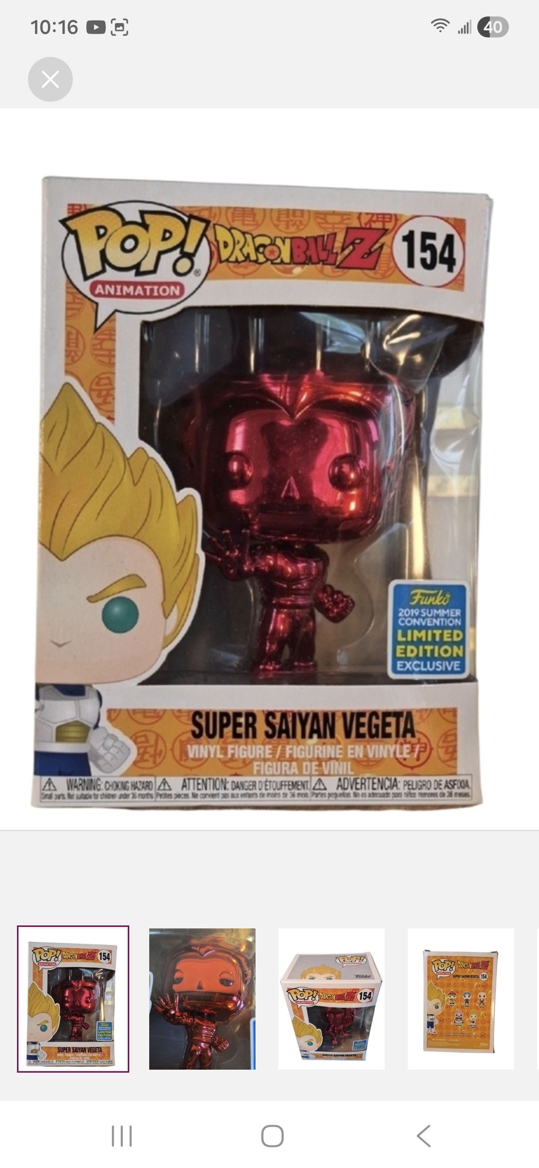 Other Funko × Dragon Ball Z S.SAIYAN VEGETA Funko POP Vinyl Figure Size ONE SIZE - 1 Thumbnail