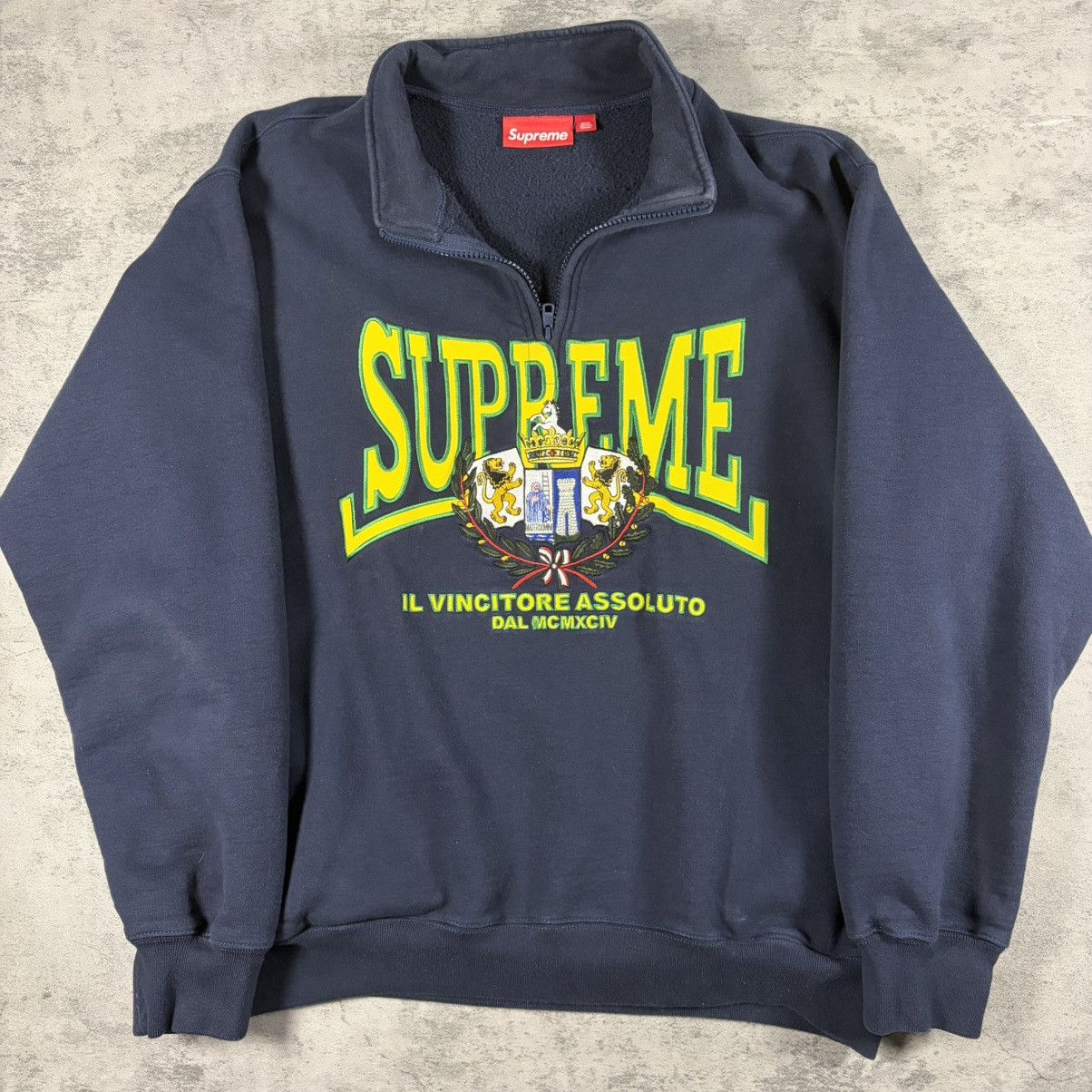 Supreme SUPREME COLLEGIATE HALF ZIP PULLOVER ASH GREY | Grailed