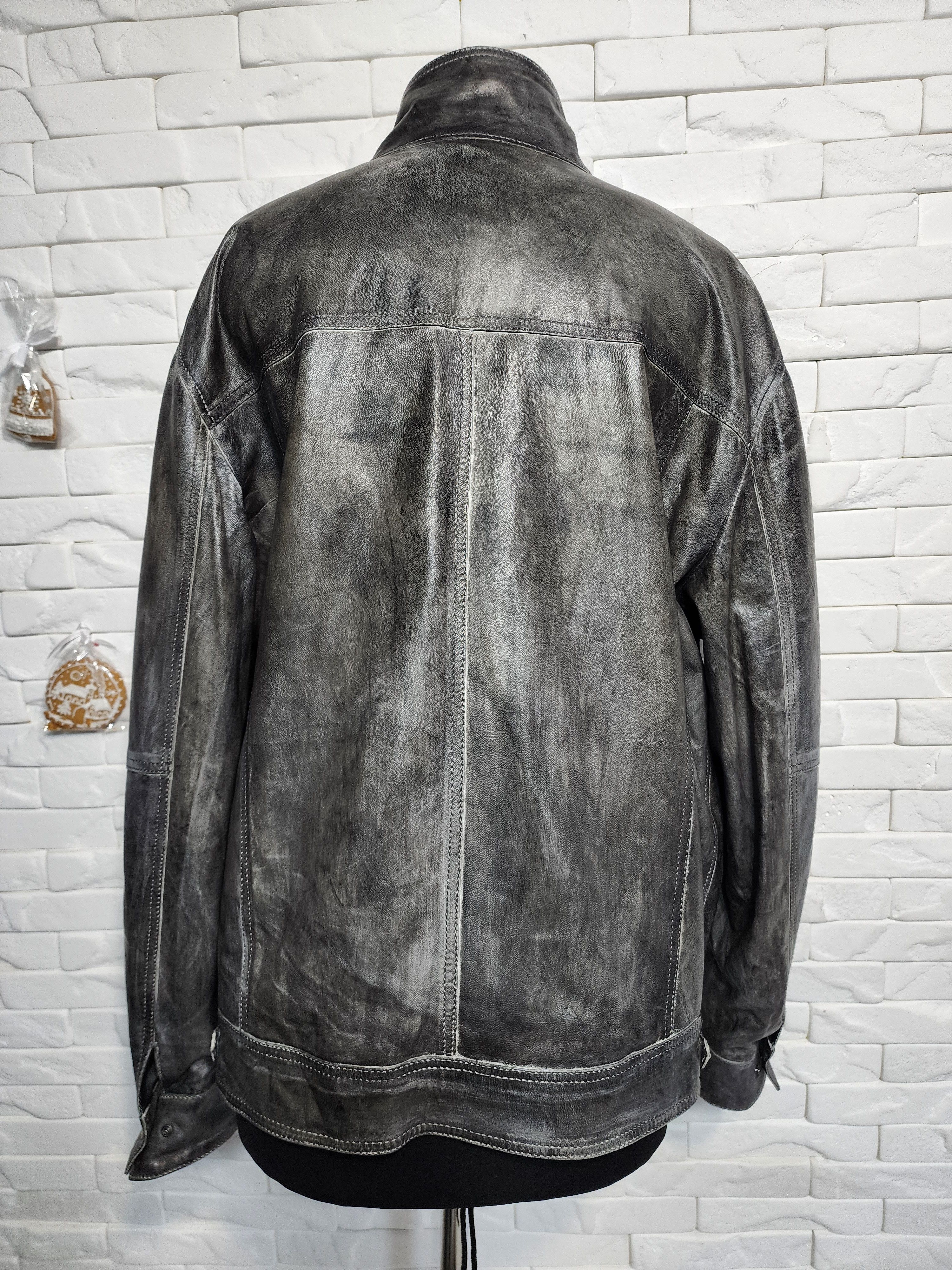 Uniqlo Gray Leather Jacket: Men's Sporty Style Size US L / EU 52-54 / 3 - 6 Thumbnail