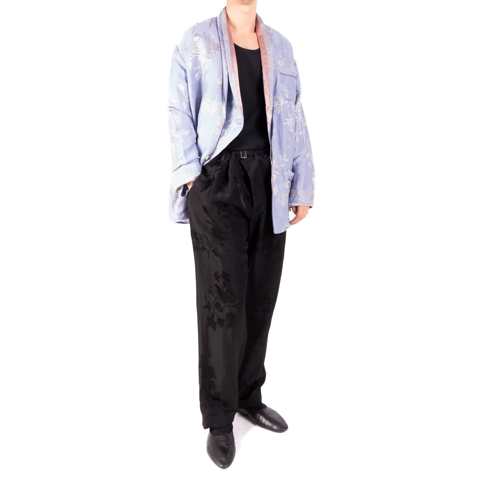 Haider Ackermann SS15 Oversized Pyjama Jacket in Blue Silk Jacquard Size US XS / EU 42 / 0 - 3 Thumbnail