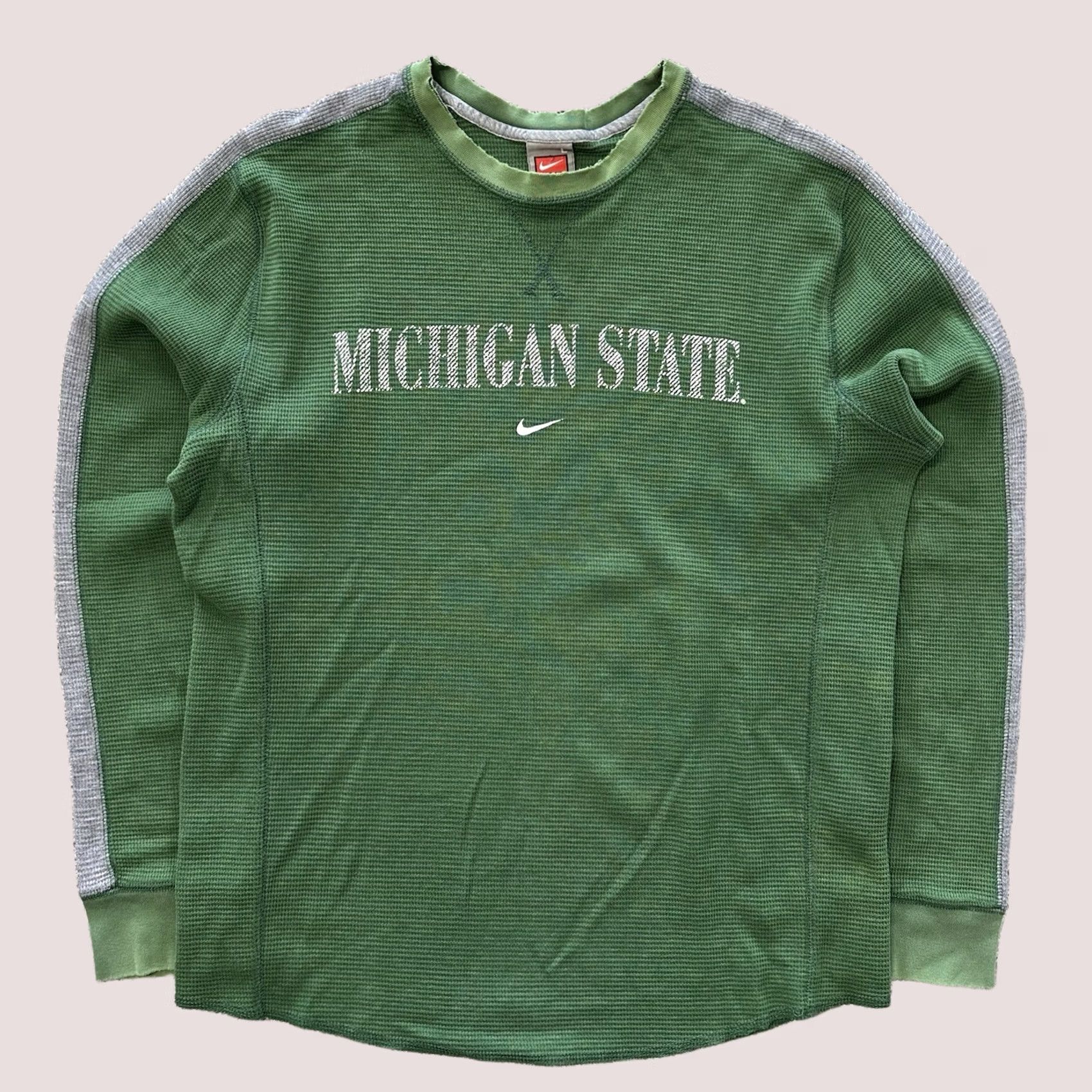Nike VINTAGE Nike Michigan State Spartans Thermal LS Shirt Mens L Green Center Swoosh Size US L / EU 52-54 / 3 - 1 Thumbnail
