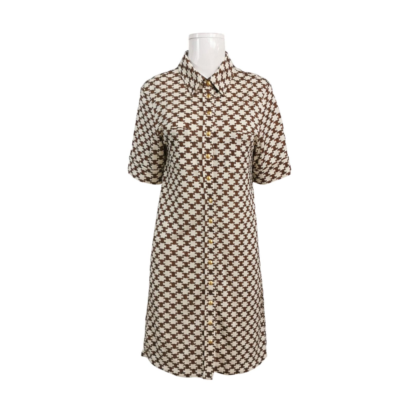 Celine Celine Triomphe Monogram Button Down Mini Dress Size M Size M / US 6-8 / IT 42-44 - 1 Thumbnail
