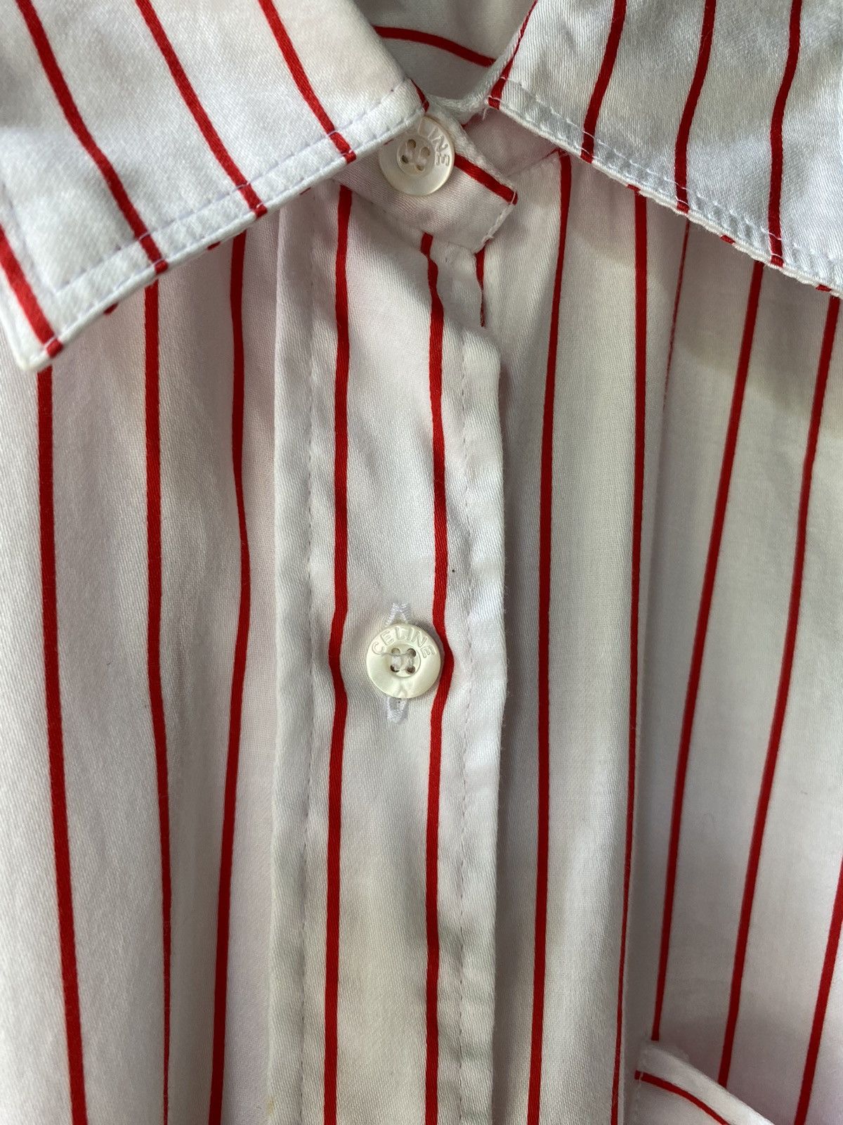 Celine Celine vintage white/red striped pocket shirt Size M / US 6-8 / IT 42-44 - 11 Thumbnail