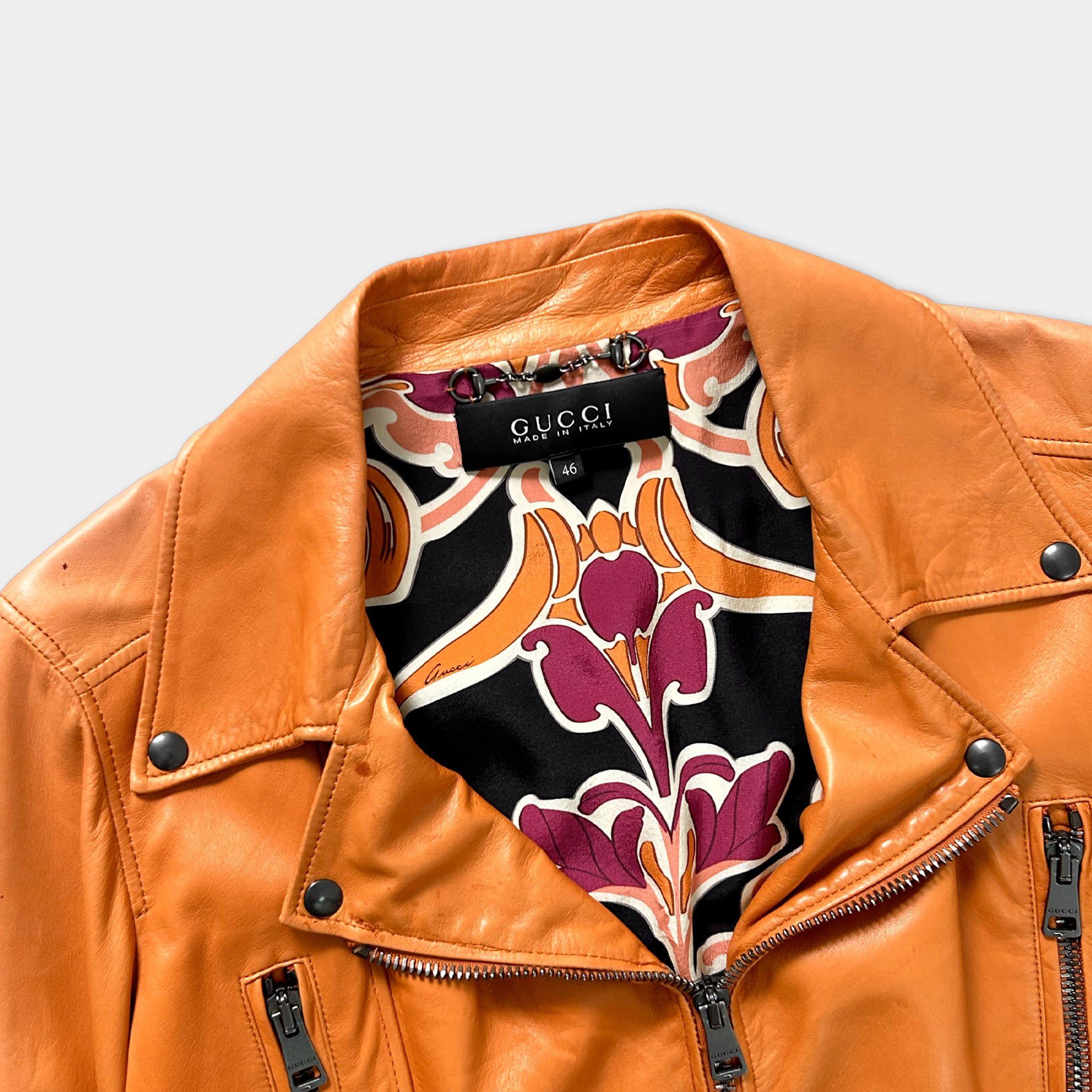 Gucci Gucci 2007 Orange Leather Jacket Size US S / EU 44-46 / 1 - 3 Thumbnail