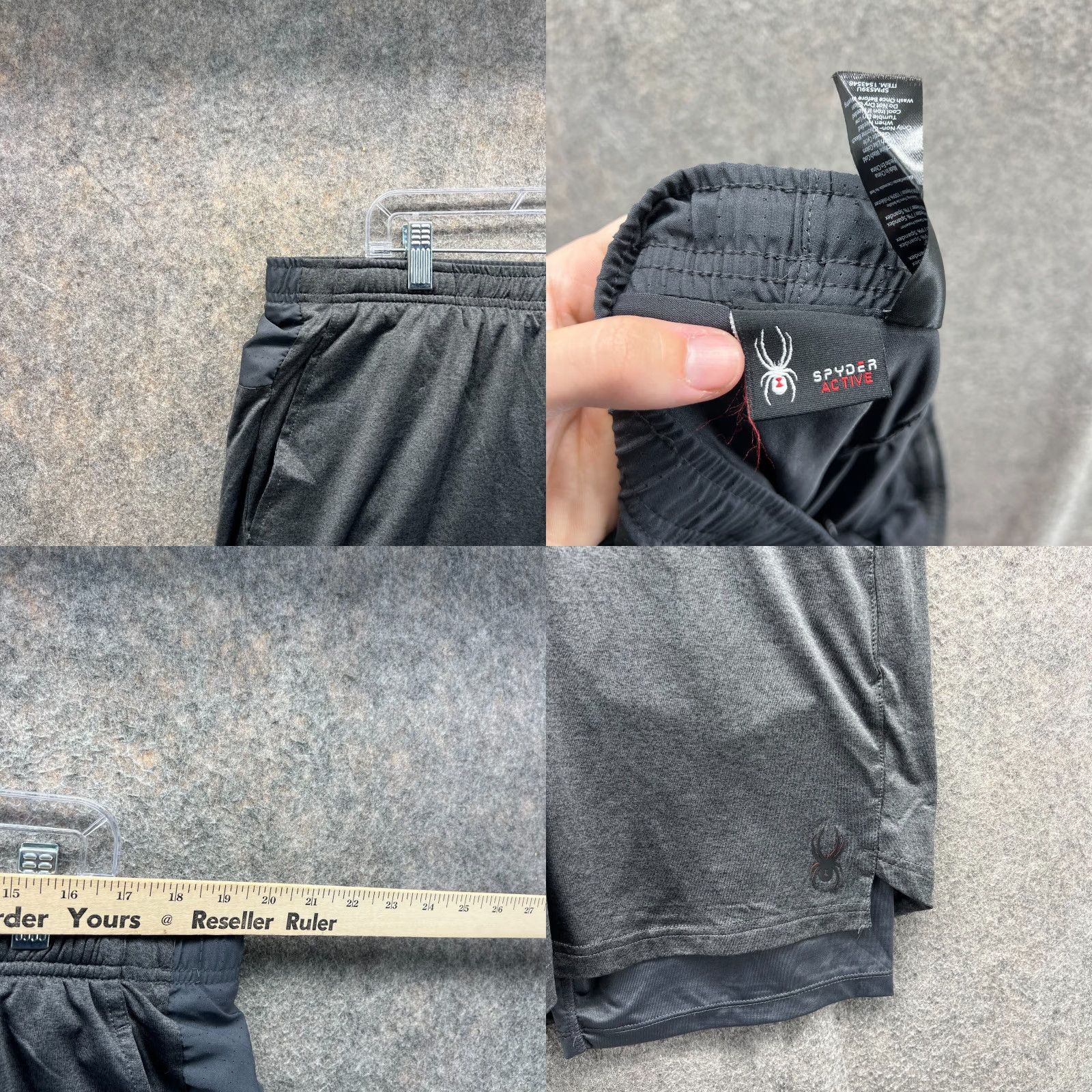 Spyder Spyder Active Shorts Men 2XL Gray Drawstring Pocket Stretch 2 in 1 Athletic Gym Shorts Size US 39 - 8 Thumbnail