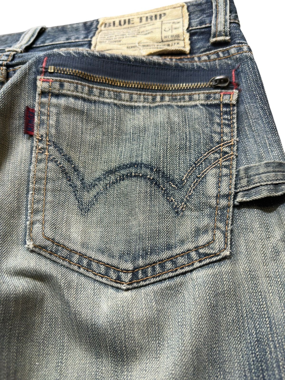 Edwin Vintage Edwin 503 Blue Trip Mudwash Ripped Distressed Denim Size US 32 / EU 48 - 5 Thumbnail