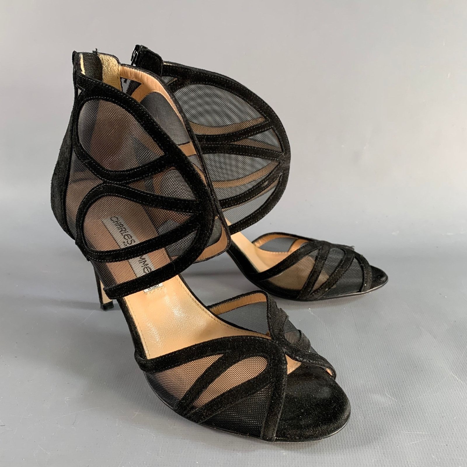 Other CHARLES KAMMER Size 6 Black Mesh Suede Peep Toe Boots Size US 6 / IT 36 - 1 Thumbnail