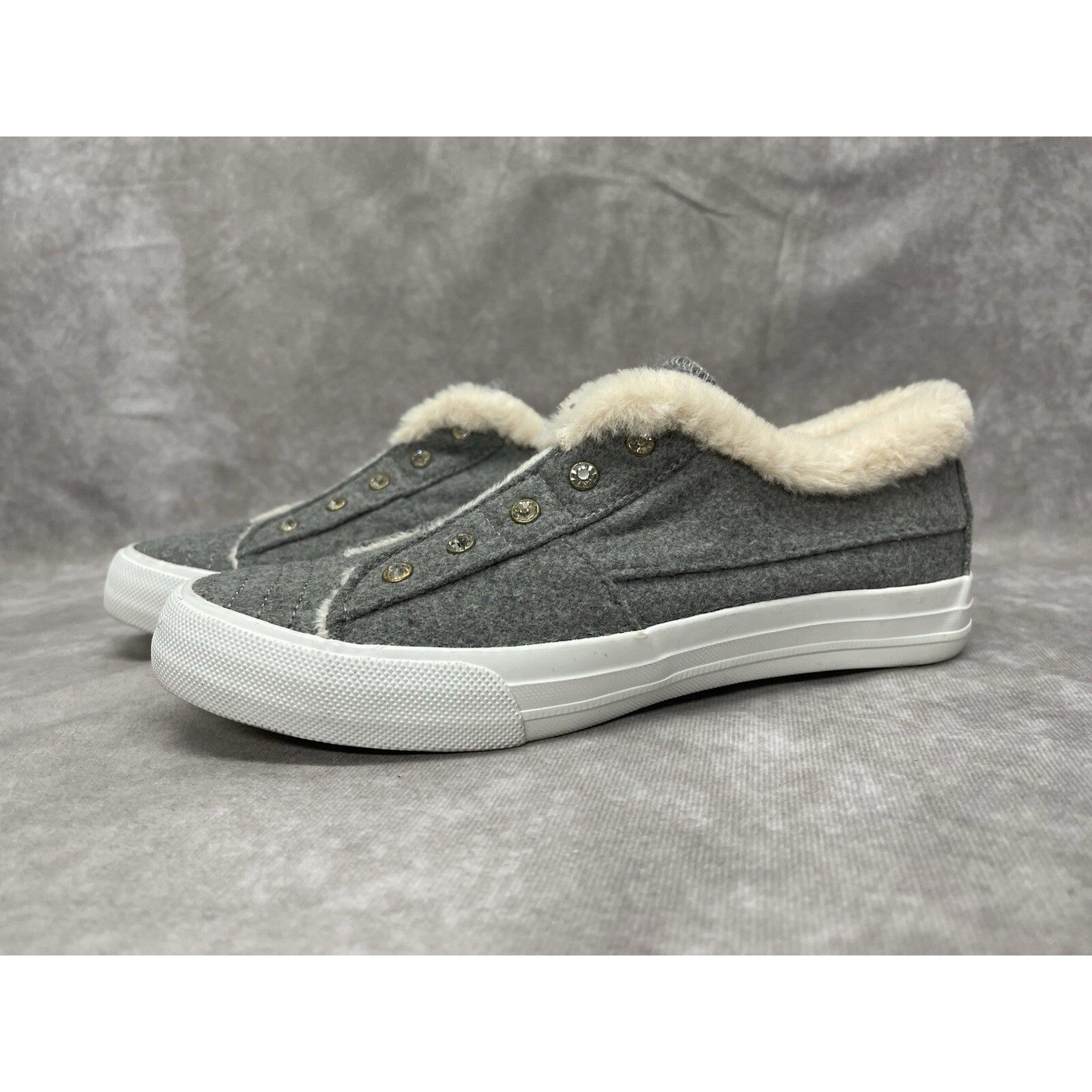 Other Isaac Mizrahi Live! Crystal Fur Trimmed Slip On Sneaker Gray Size US 8 / IT 38 - 2 Thumbnail