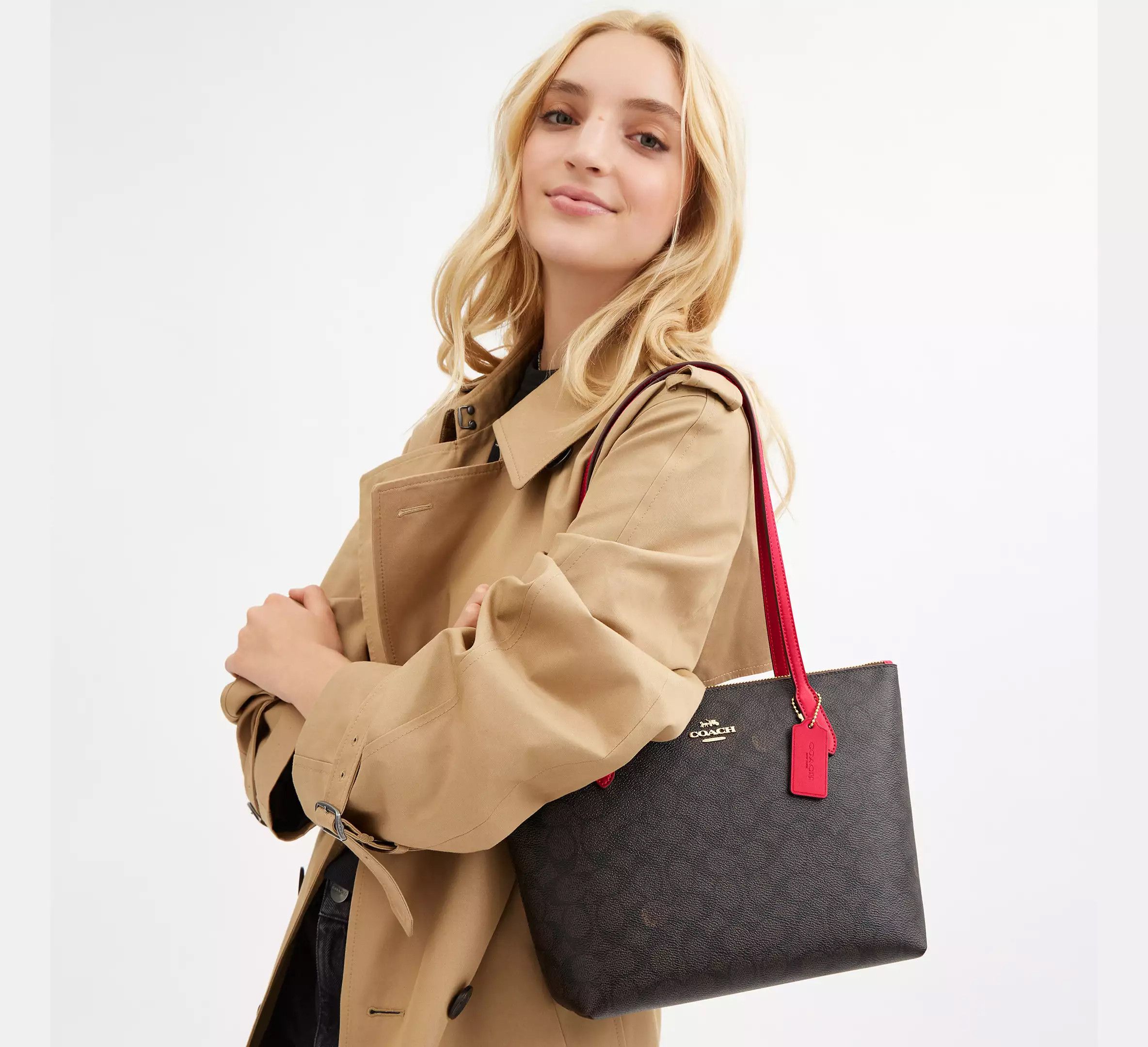 Coach NWT Coach Fiona Zip Tote Bag In Signature Canvas CX611 Size ONE SIZE - 5 Thumbnail