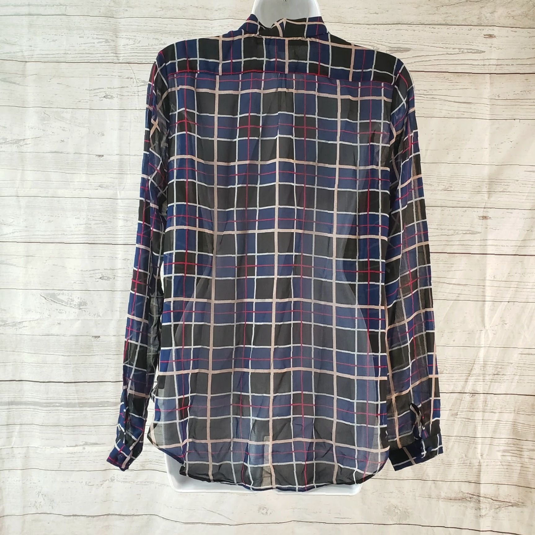 Vintage Lovers + Friends Blouse Womens Get Down M Black Sheer V-Neck Long Sleeve Size M / US 6-8 / IT 42-44 - 4 Thumbnail