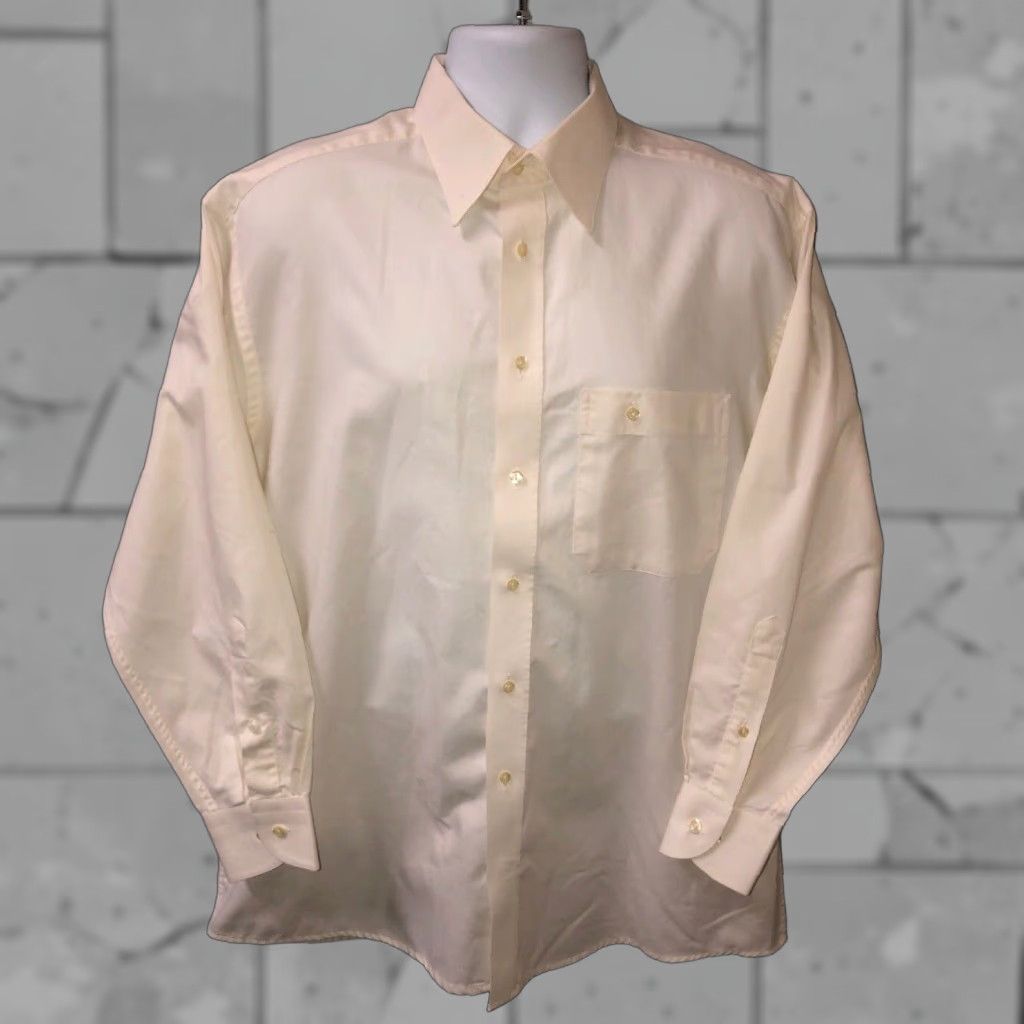 Eton VINTAGE Eton Etastar Mens Long Sleeve Dress Shirt 24 Inch Armpit Ivory Button-Front Large Mens Size US L / EU 52-54 / 3 - 1 Thumbnail