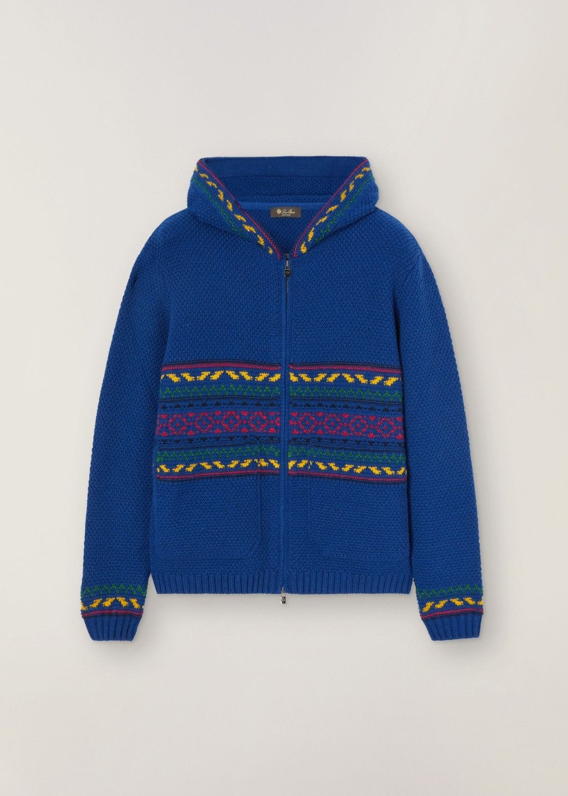 image of Loro Piana O1Loc1C0224 Cashmere Zip Hooded Cardigan In Blue, Women's (Size Large)