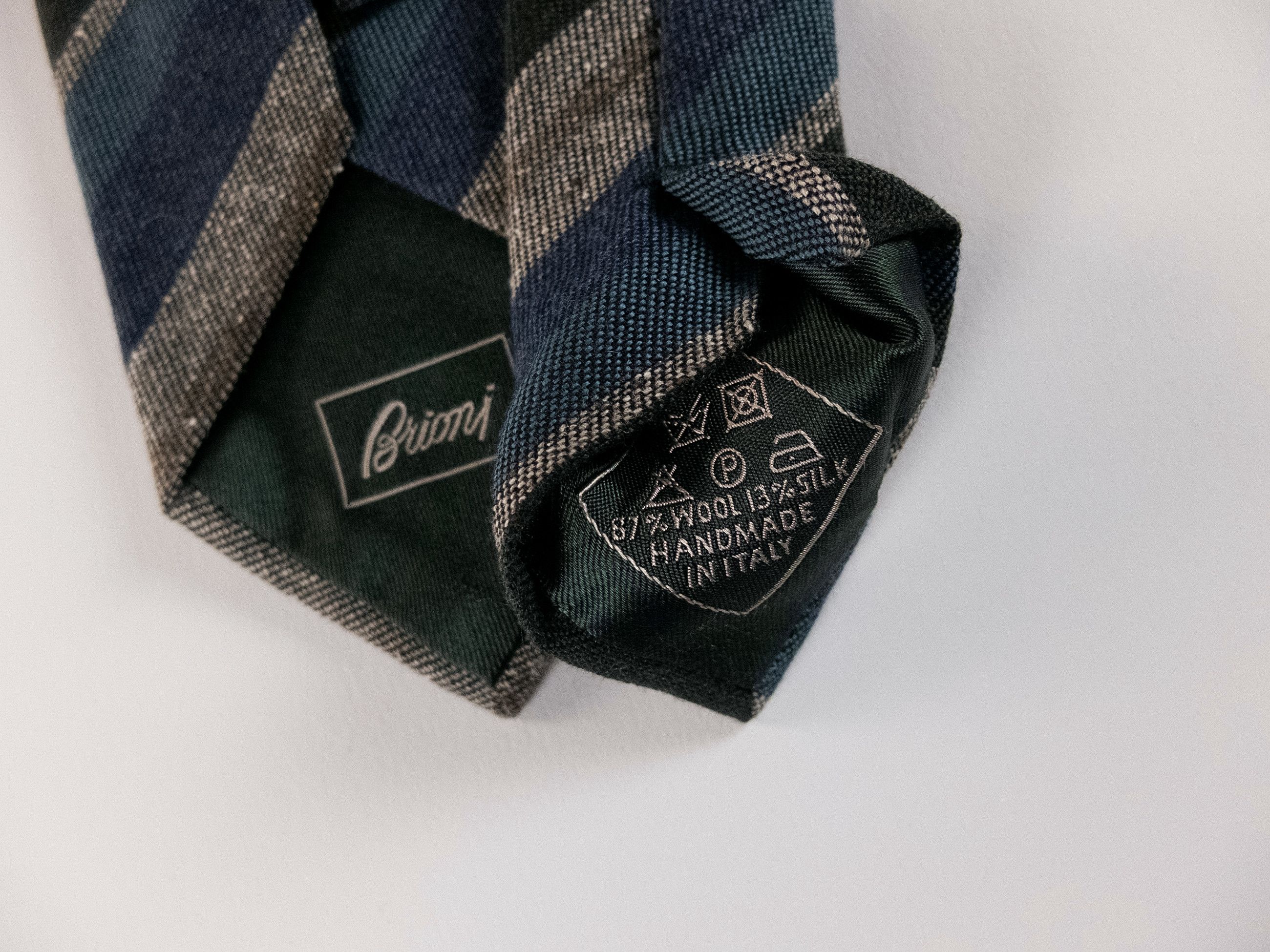 Brioni BRIONI hand made blue gray striped wool silk tie authentic Size ONE SIZE - 7 Thumbnail