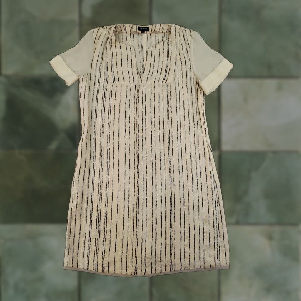 Escada Escada Sport Dress Womens Size 38 Beige Short Sleeve V-Neck Shift Pockets Size 26" / US 2 / IT 38 - 1 Thumbnail