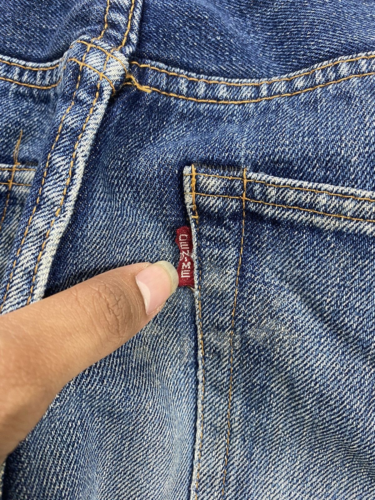 Denime 🇯🇵Vintage Denime Japan Selvedge Distressed Faded Blue Jeans Size US 30 / EU 46 - 13 Thumbnail