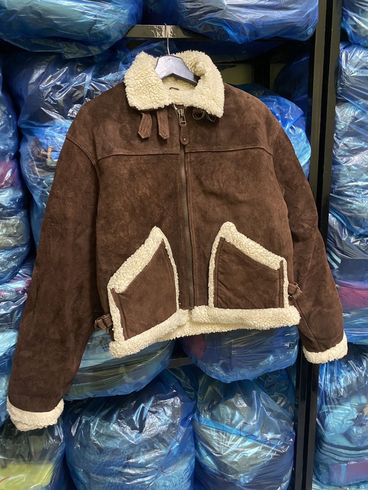 Leather VINTAGE 80S SUEDE LEATHER SHERPA LINING JACKET Size US S / EU 44-46 / 1 - 3 Thumbnail