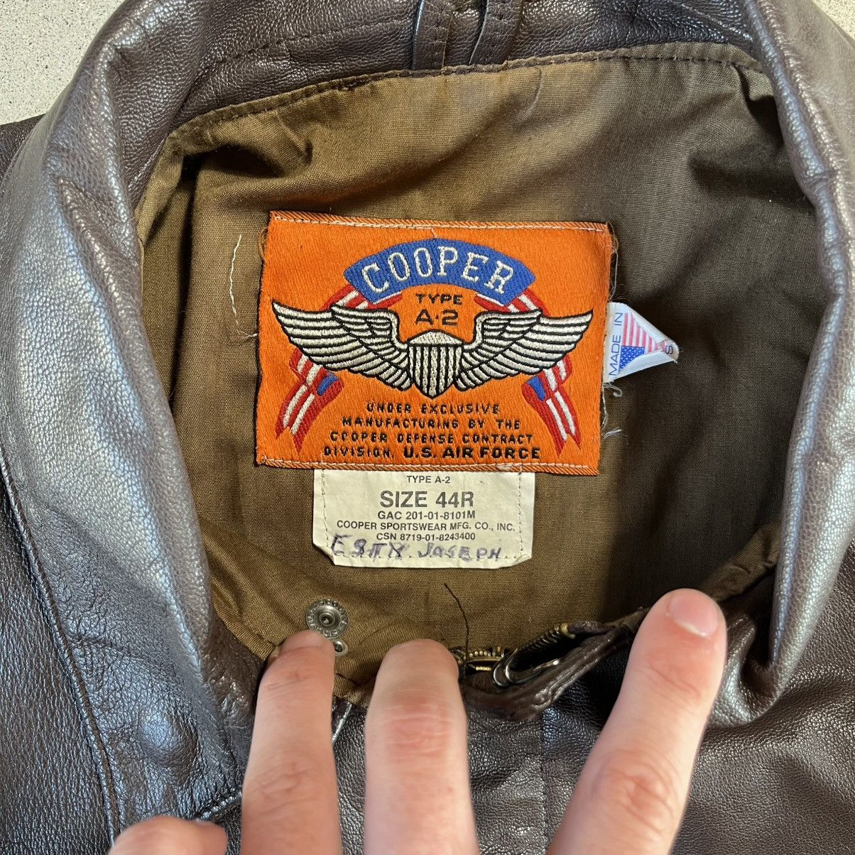 Leather × Vintage Vintage 90s Cooper A•2 airforce 100% goatskin leather jacket Size US L / EU 52-54 / 3 - 2 Thumbnail