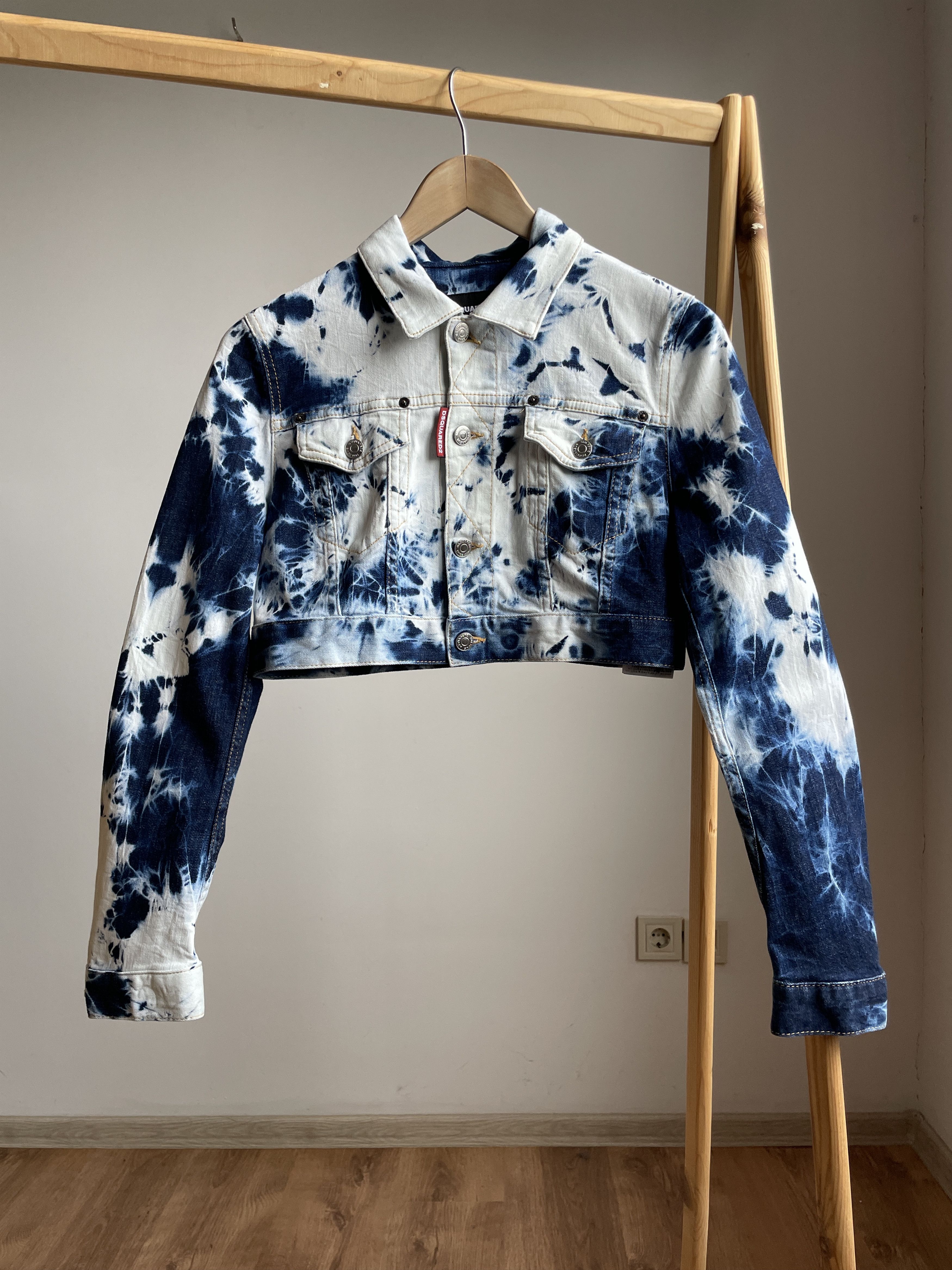 Dsquared2 Dsquared2 Womens Tie Dye Classic Cropped Jean Jacket Size M / US 6-8 / IT 42-44 - 1 Thumbnail