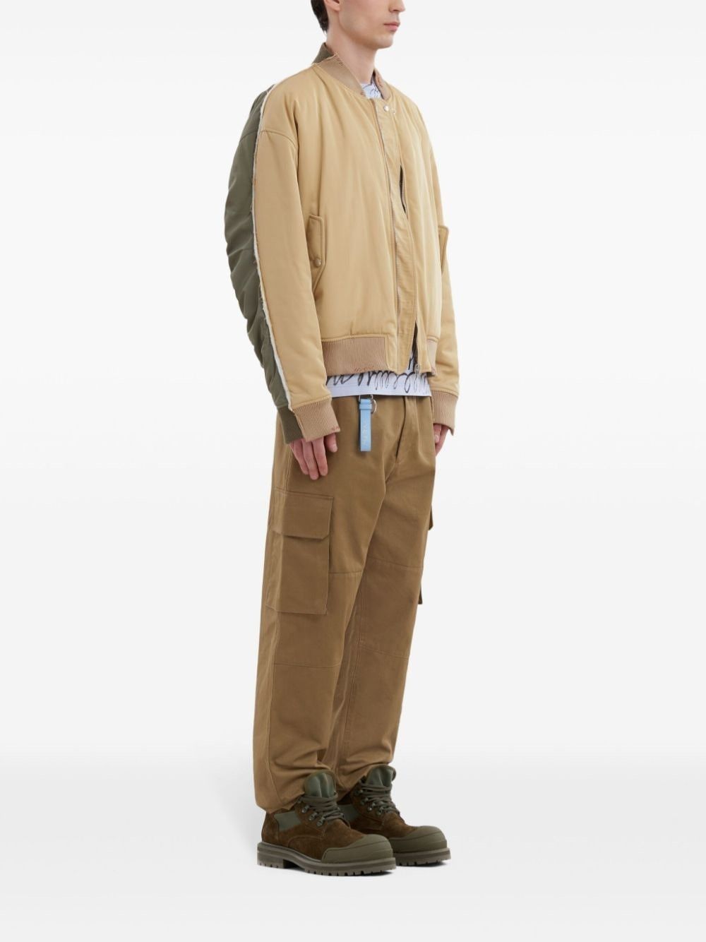 Marni o1w1db11025 Tow-Tone Bomber Jacket in Beige Size US XL / EU 56 / 4 - 3 Thumbnail