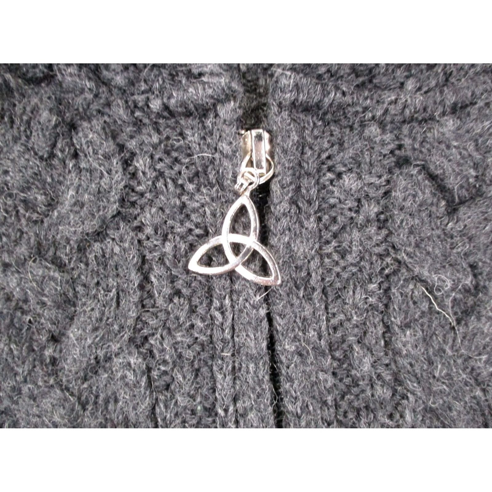 Vintage Aran Crafts Sweater Women M Gray Merino Wool Cable Knit Heavyweight Full Zip Mens Womens Size M / US 6-8 / IT 42-44 - 6 Thumbnail