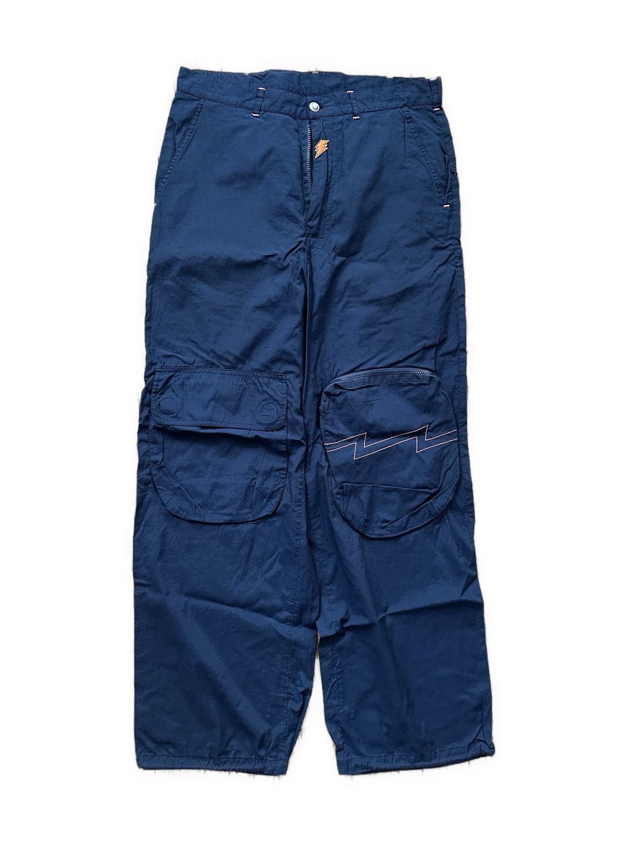 image of W Lt Walter Van Beirendonck W & Lt Walter Van Beirendonck Lighting Bolt Cargo Pants in Navy (Size 3