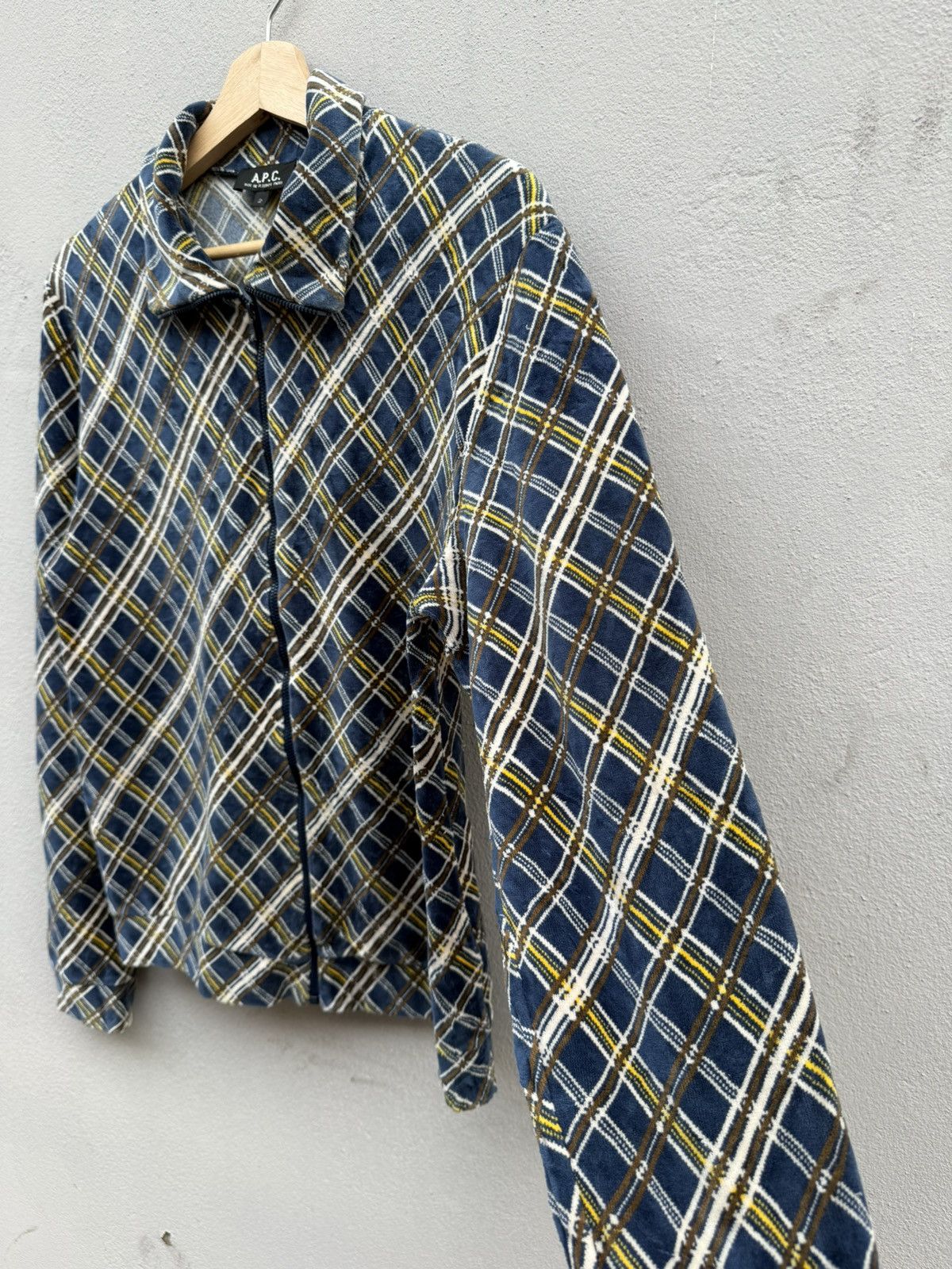A.P.C. × Designer Vintage A.P.C. Checked Velvet Zip Up Jacket Size US S / EU 44-46 / 1 - 7 Thumbnail