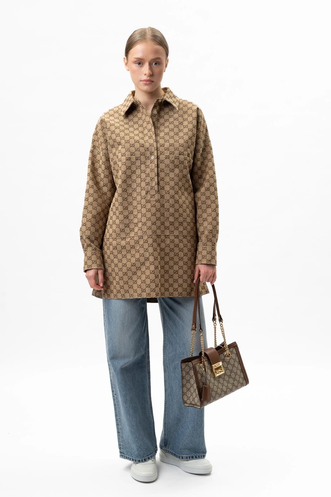 Gucci o1la5ras0526 GG Canvas Shirt in Beige Size XS / US 0-2 / IT 36-38 - 5 Thumbnail