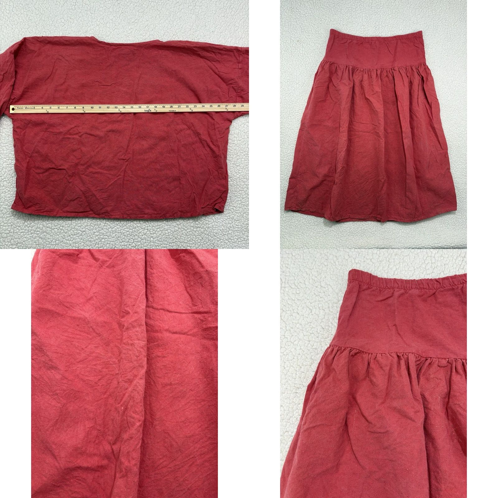 Eileen Fisher VINTAGE Eileen Fisher 100% Silk Blouse & Skirt Set 2pc Berry Salmon Size 2 READ boost Size XS / US 0-2 / IT 36-38 - 8 Thumbnail