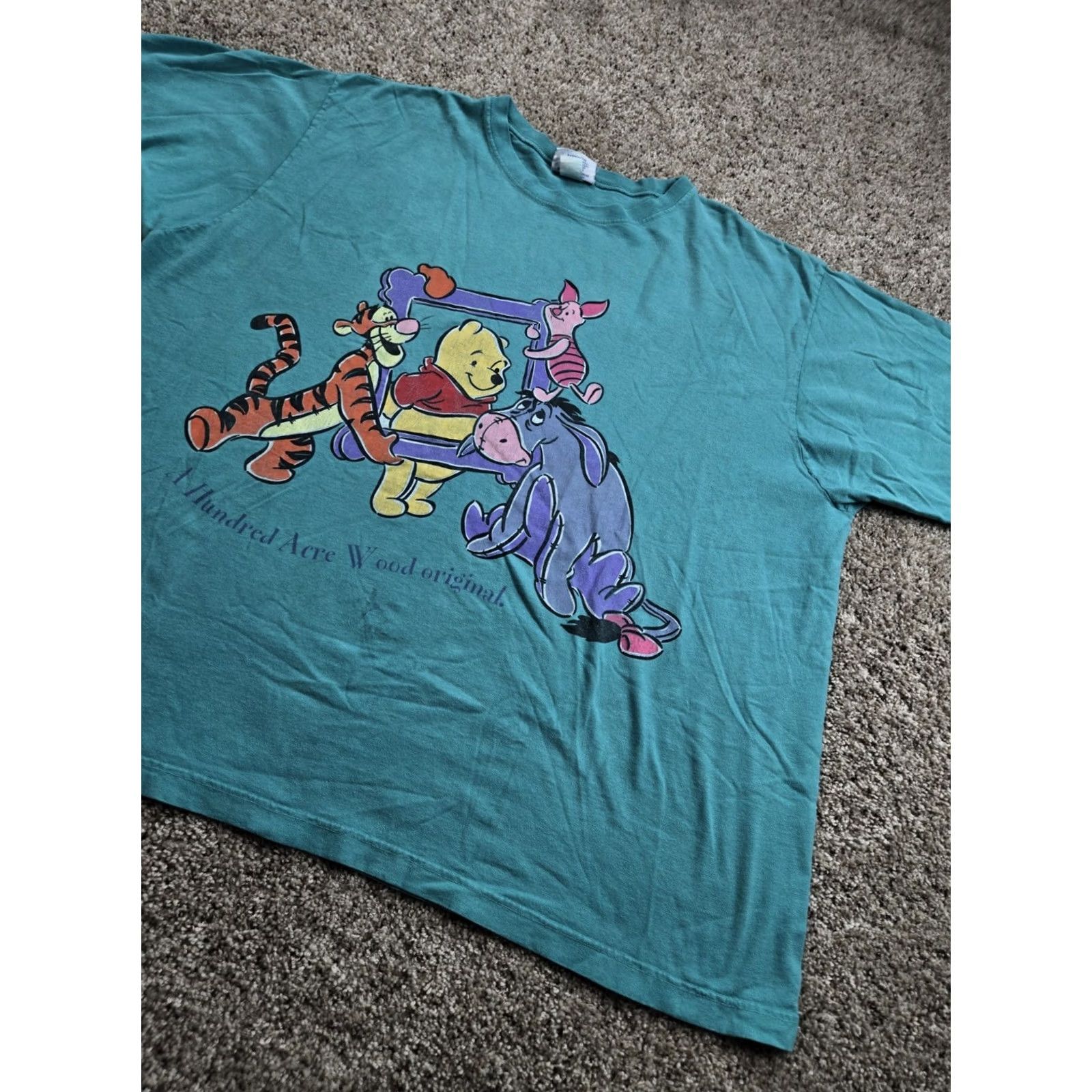 Disney VINTAGE Disney Winnie The Pooh T Shirt 3XL Mens Teal Blue Short Sleeve Tigger 90s Shirt Mens 90s Cartoon Classic Disney Size US XXL / EU 58 / 5 - 2 Thumbnail
