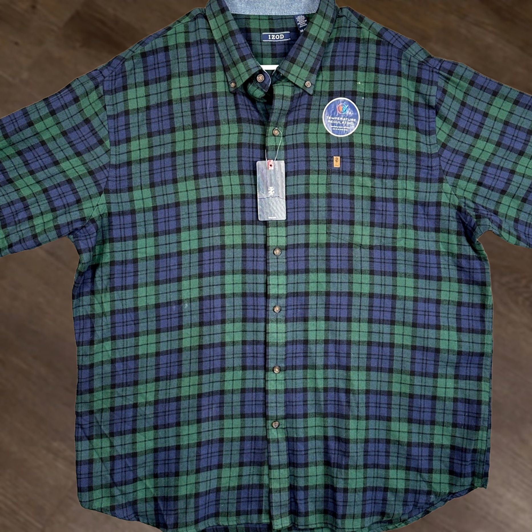 Izod IZOD Shirt Mens 2XL Blue Green Flannel Plaid Button-Down Long Sleeve Size US XXL / EU 58 / 5 - 1 Thumbnail