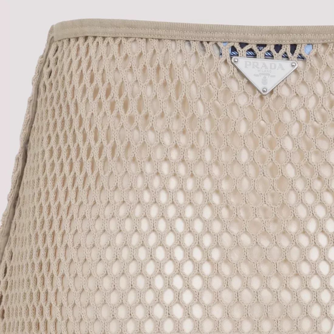 Prada PRADA Beige Cotton Mesh Skirt New & Authentic Size 28" / US 6 / IT 42 - 3 Thumbnail