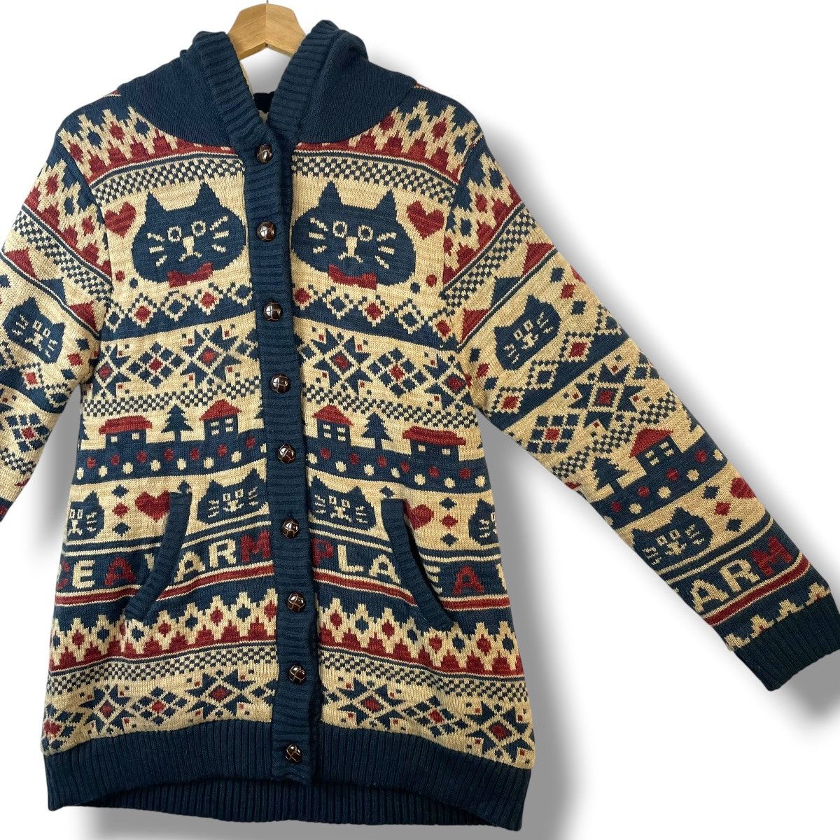 Ne-Net 🇯🇵 ROUGH NATURAL FULL PRINT BUTTON UP KNITTED JACKET Size M / US 6-8 / IT 42-44 - 5 Thumbnail