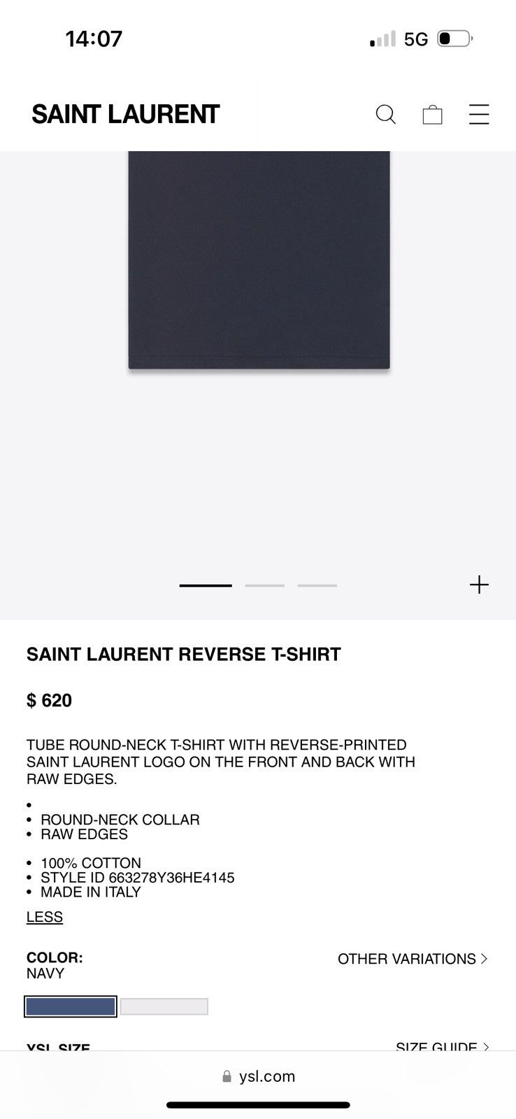 Saint Laurent Paris $620 ss23 Saint Laurent reverse logo khaki t shirt L Size US L / EU 52-54 / 3 - 9 Thumbnail