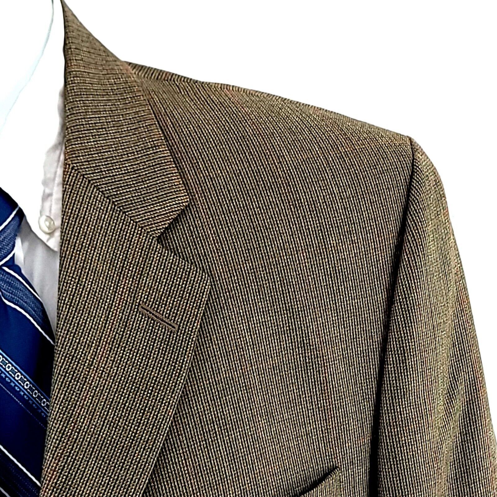 Ralph Lauren Ralph Lauren Wool Silk Tan Green Check W/ Orange Red Windowp Size 42R - 2 Thumbnail