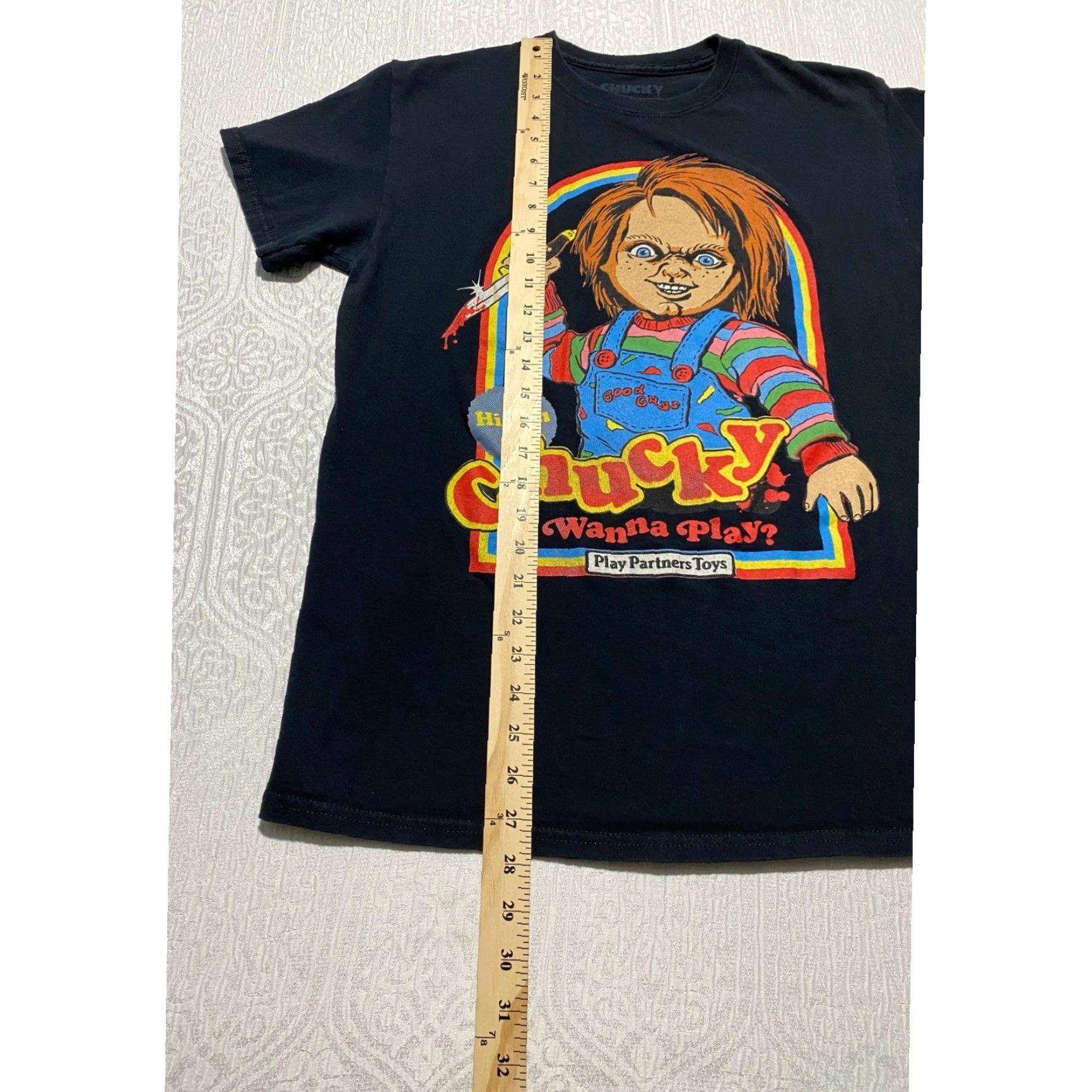 Vintage Chucky Child's Play Graphic T-Shirt Mens M Black Horror Wanna Play Size US M / EU 48-50 / 2 - 3 Thumbnail