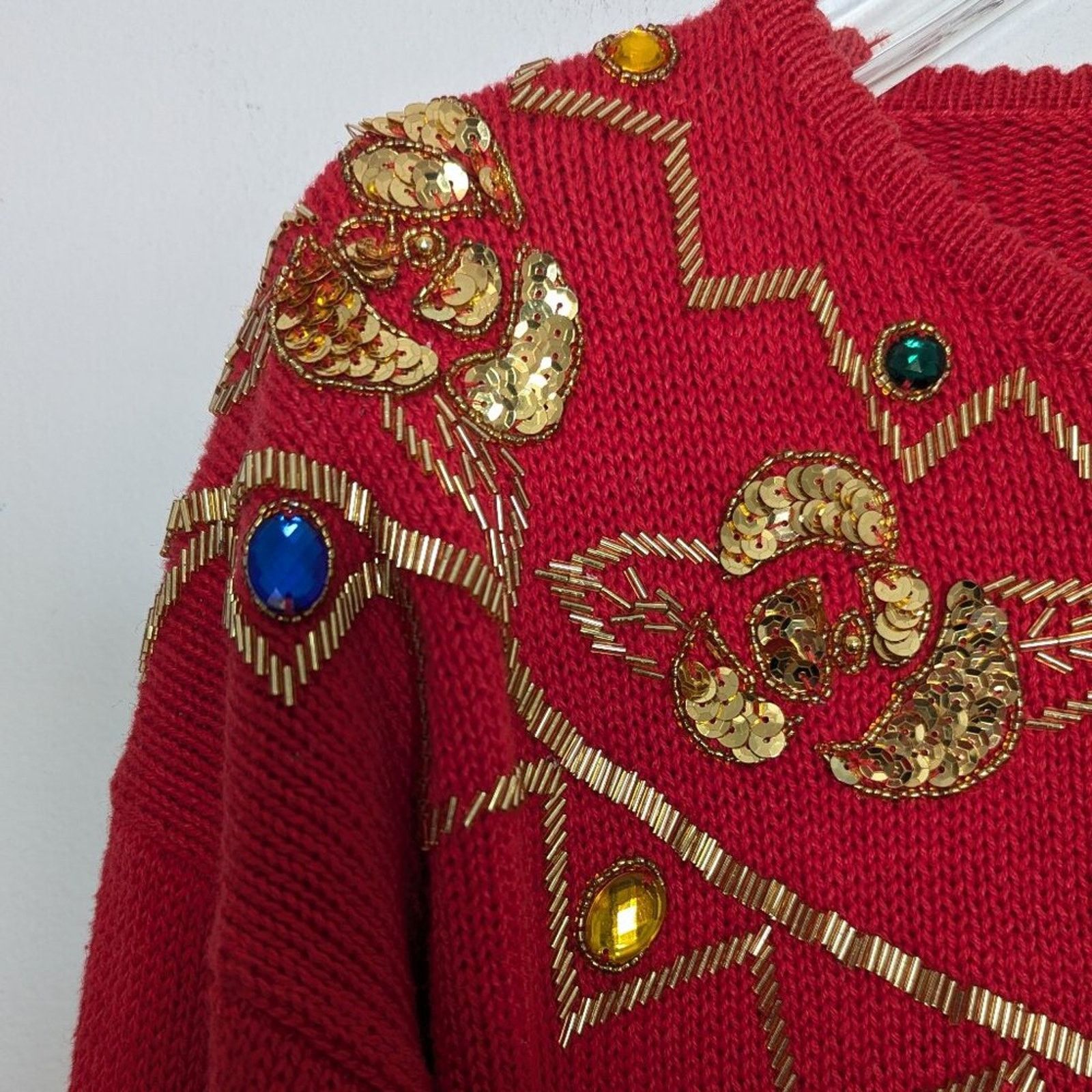 Vintage Vintage Crew Neck Long Sleeve Sweater Gold Beaded Sequins Size S / US 4 / IT 40 - 4 Thumbnail