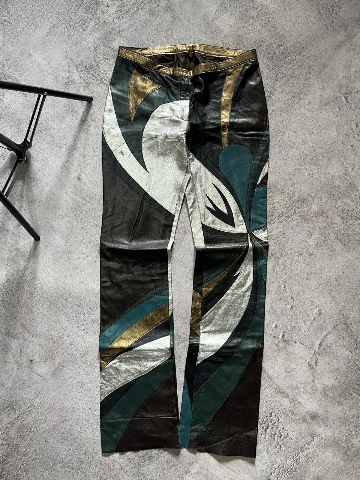 Dolce & Gabbana D&G GRAIL Vogue 2002 Metallic Leather Pants IT40 PATCHWORK Size 27" / US 4 / IT 40 - 2 Thumbnail