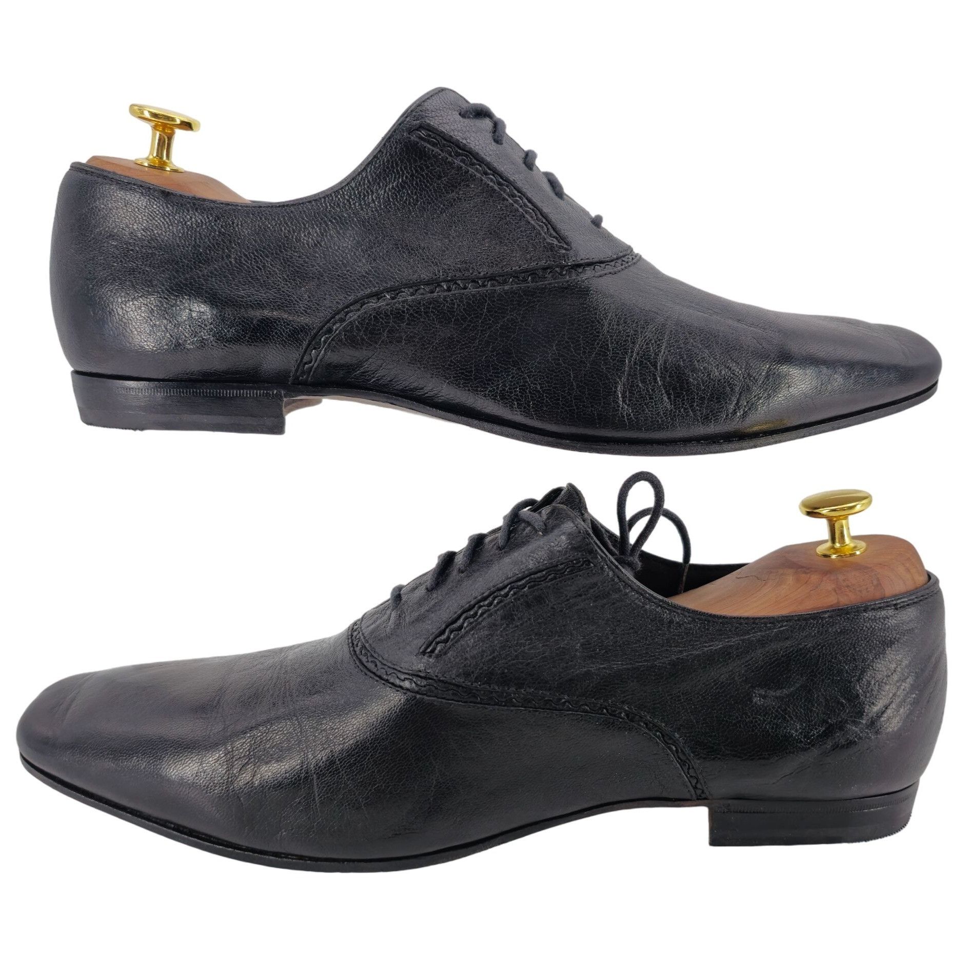 Bottega Veneta Bottega Veneta Italy Mens 9.5M Black Leather Kidskin Oxfords Size US 9.5 / EU 42-43 - 8 Thumbnail