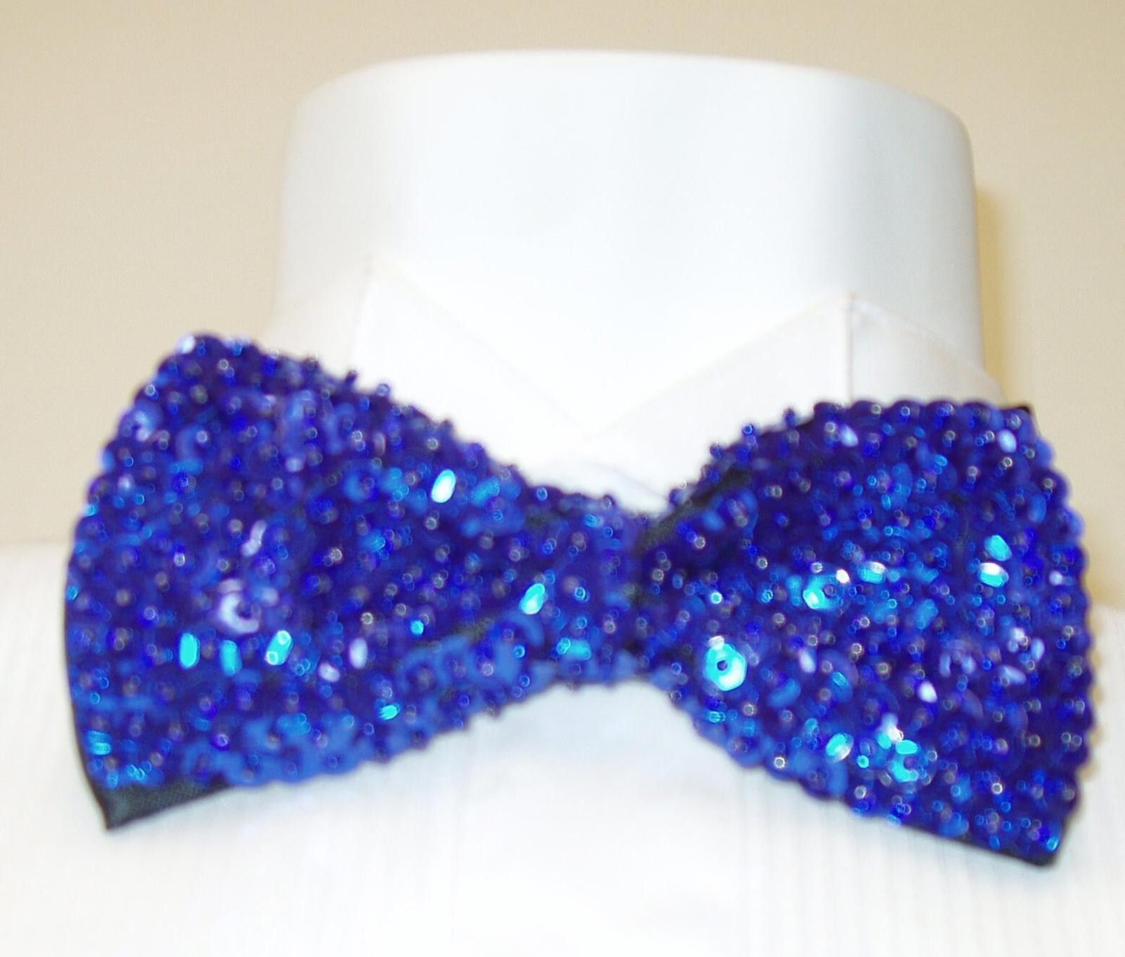 Designer Sequin Bow Tie ROYAL BLUE Adult Unisex Size ONE SIZE - 2 Thumbnail