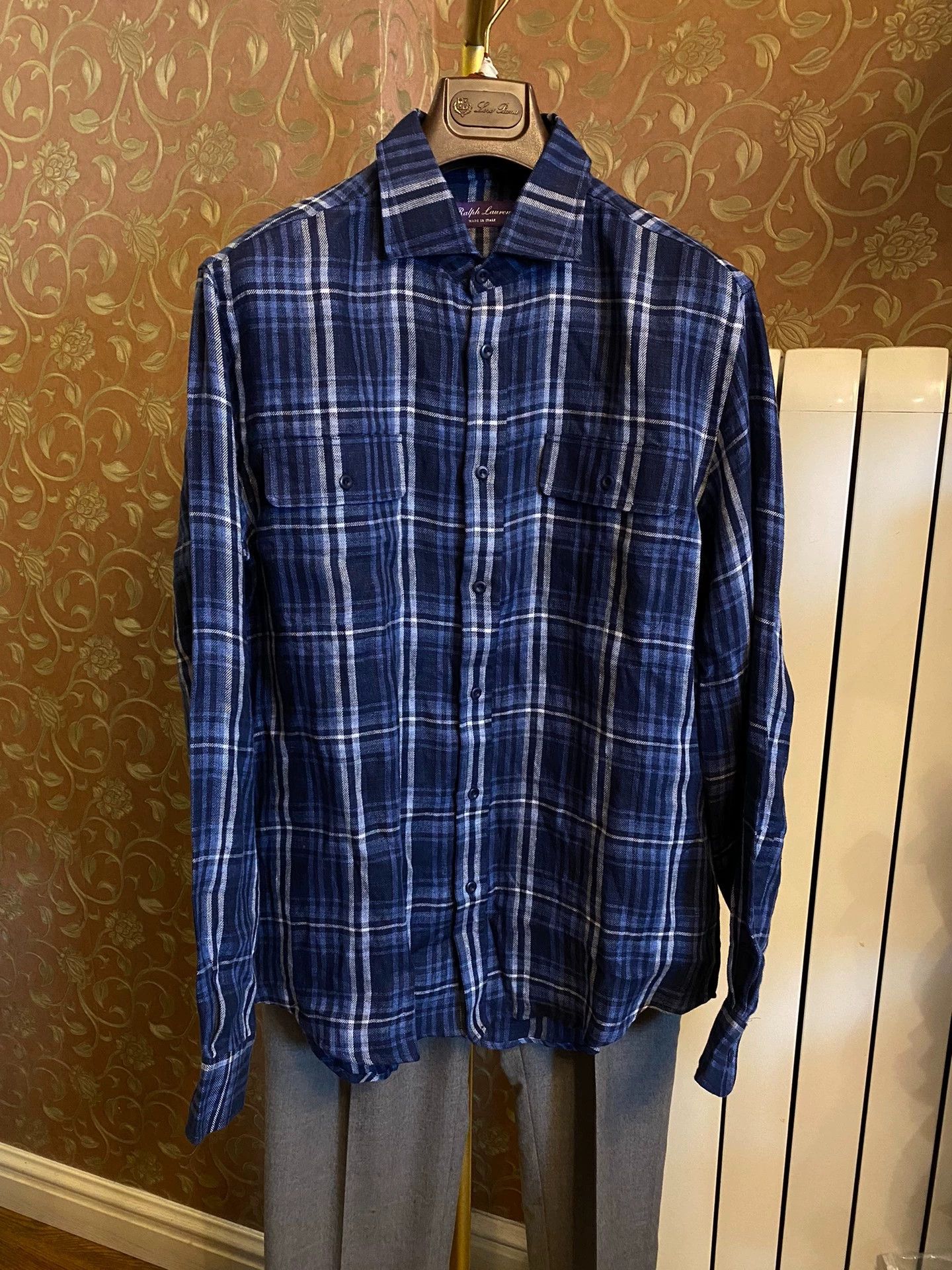 RRL Ralph Lauren RRL Purple Label 100% Linen Check Shirt L Italy New Size US L / EU 52-54 / 3 - 1 Thumbnail
