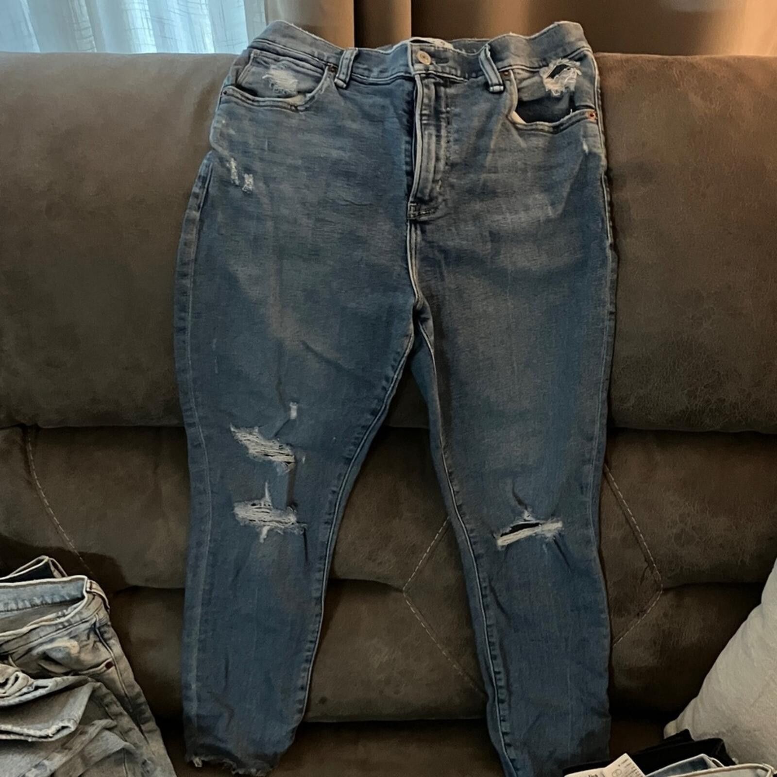 Abercrombie & Fitch Abercrombie & Fitch Light Blue Distressed Skinny Jeans Size 30" / US 8 / IT 44 - 1 Thumbnail
